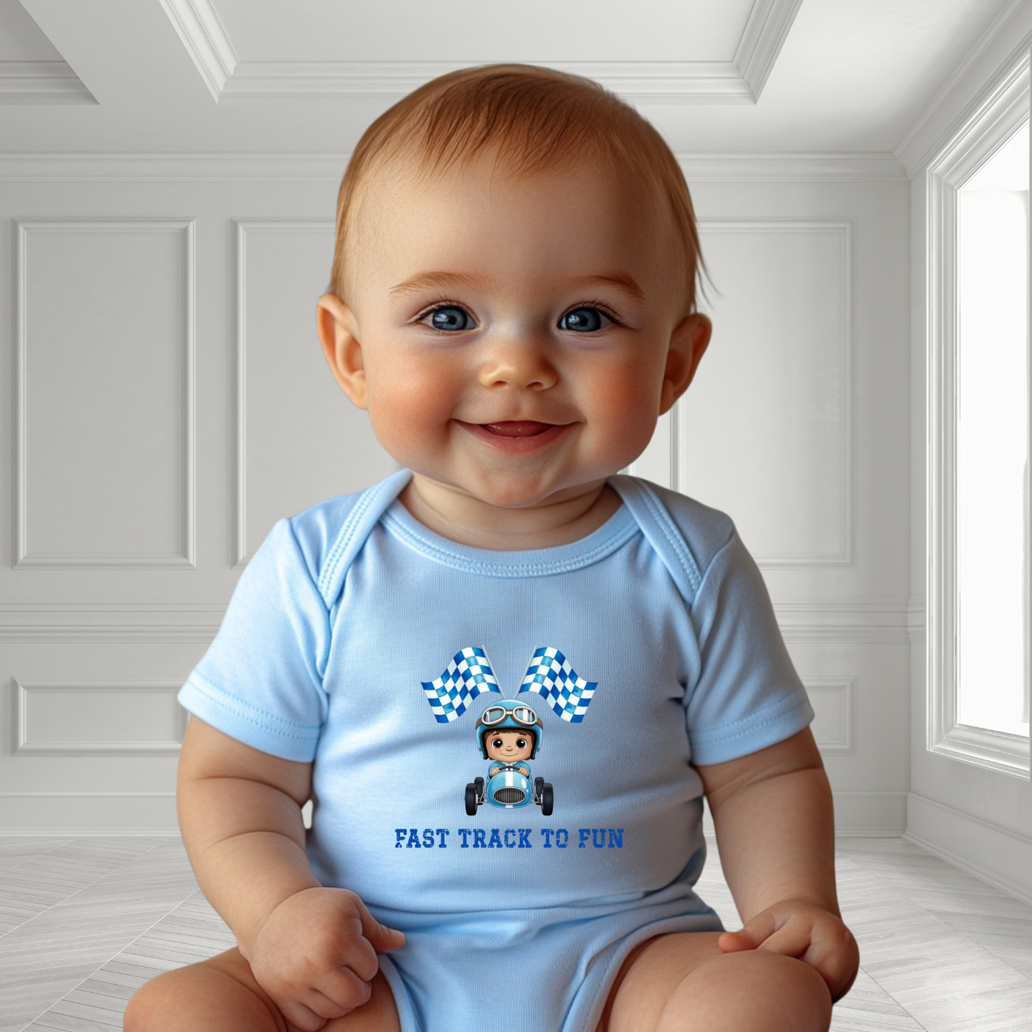 Fast Track To Fun Infant Short Sleeve Onesie