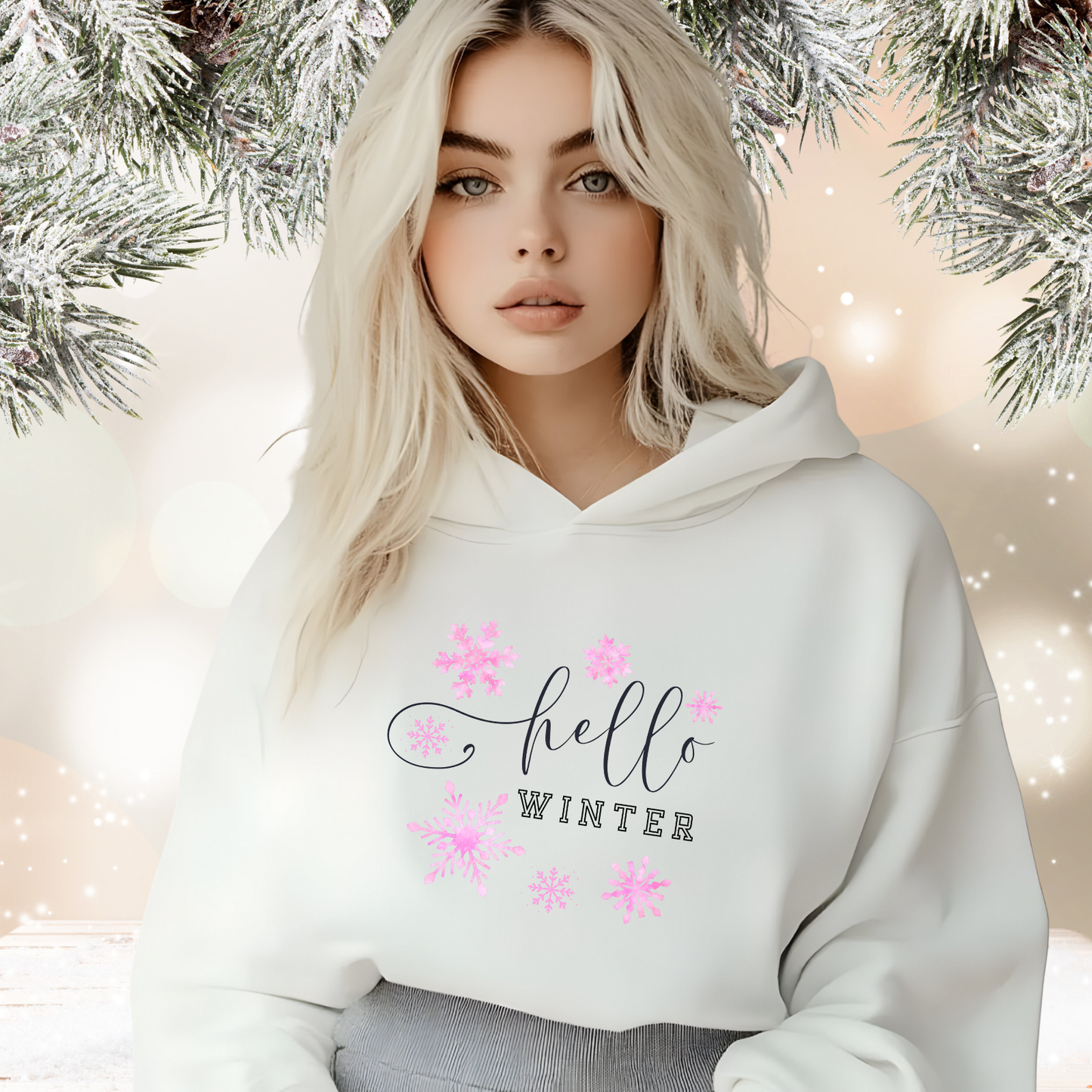 Hello Winter Crop Hoodie