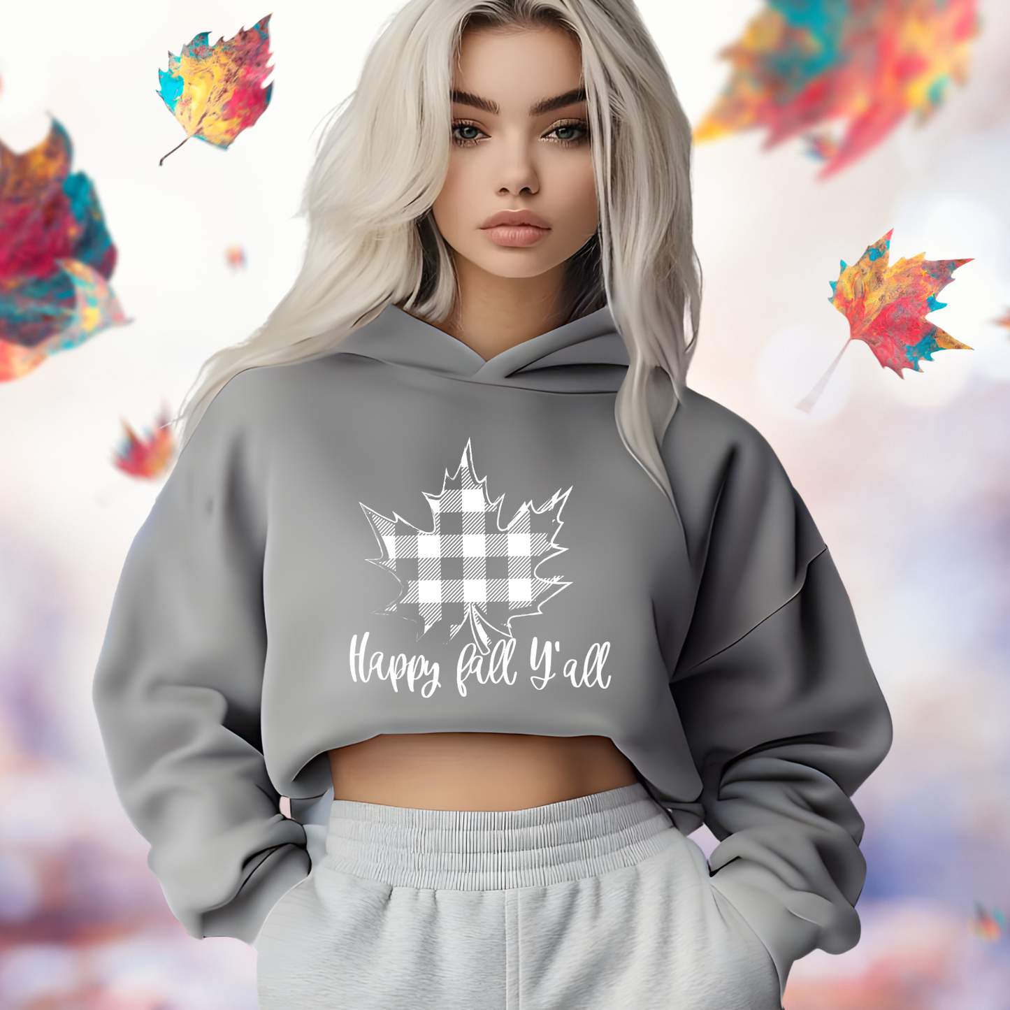 Happy Fall Y’all Crop Hoodie