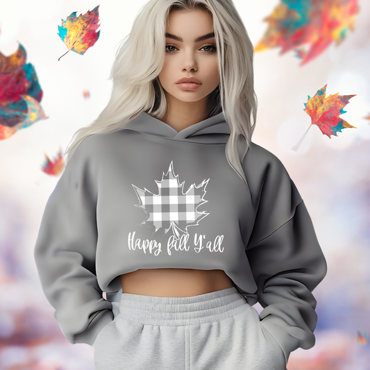 Happy Fall Y’all Crop Hoodie