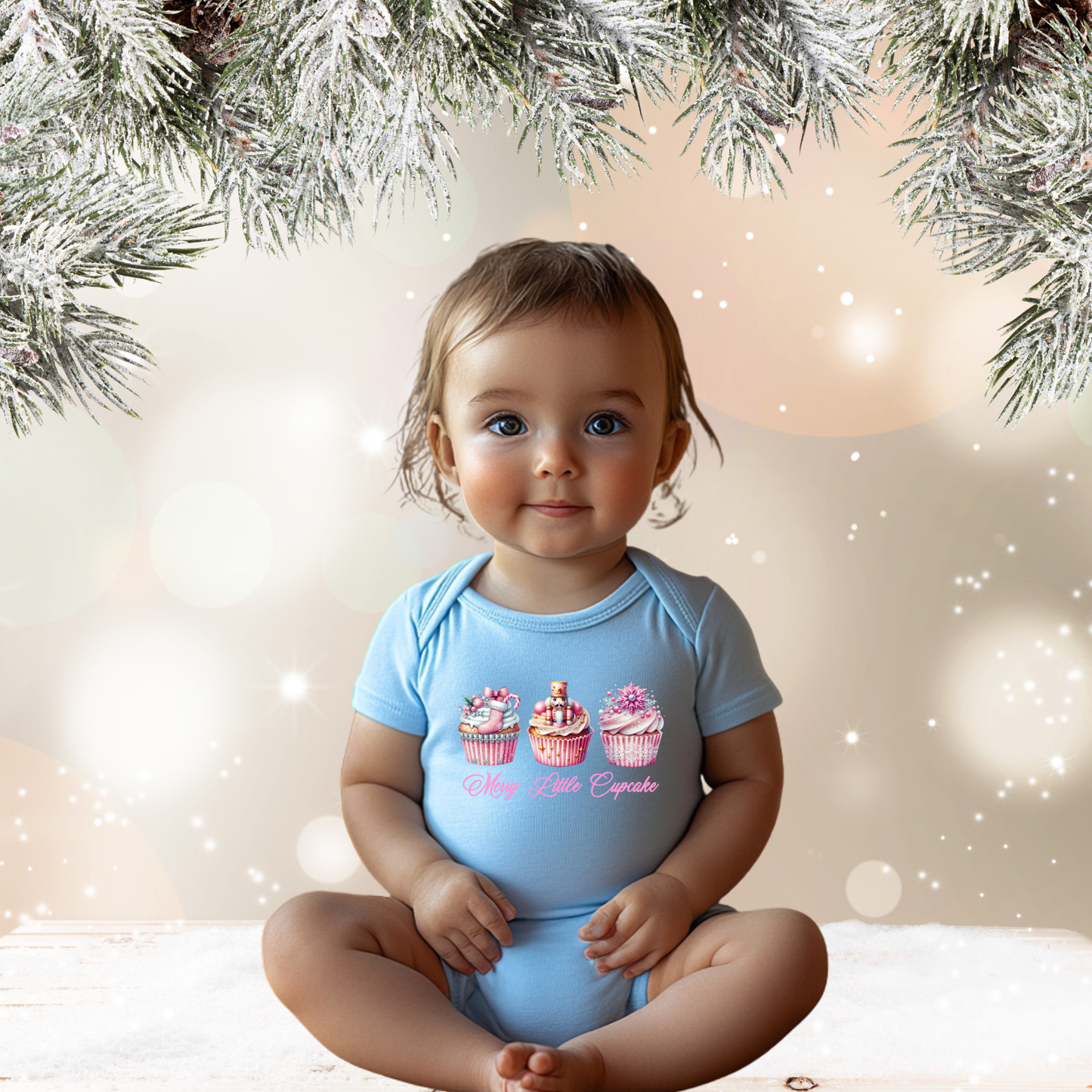 Merry Little Cupcake Infant Short Sleeve Onesie