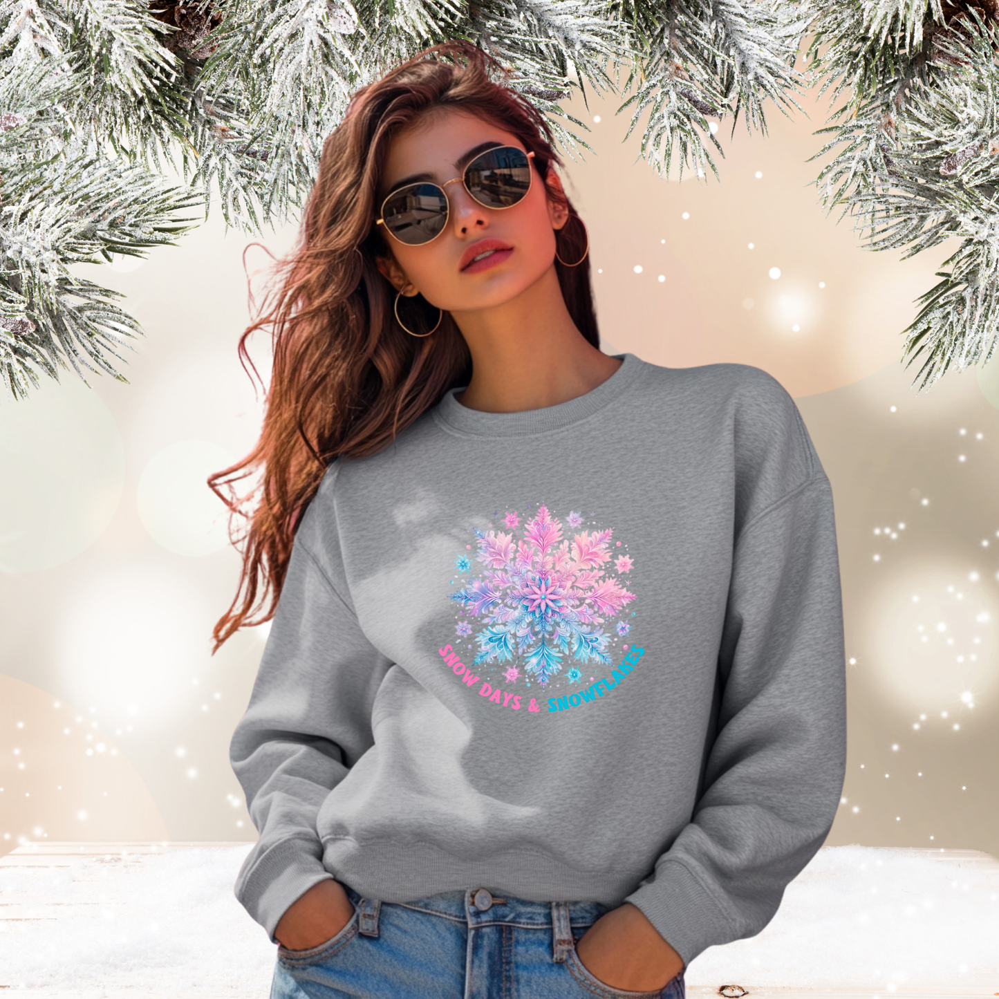 Snow Days & Snowflakes Crewneck Sweatshirt