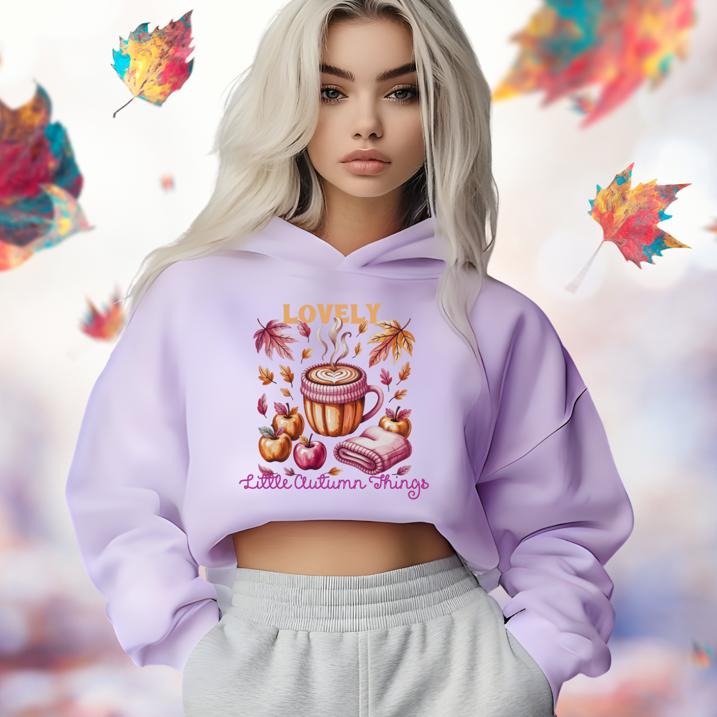 Lovely Little Autumn Things Crop Hoodie