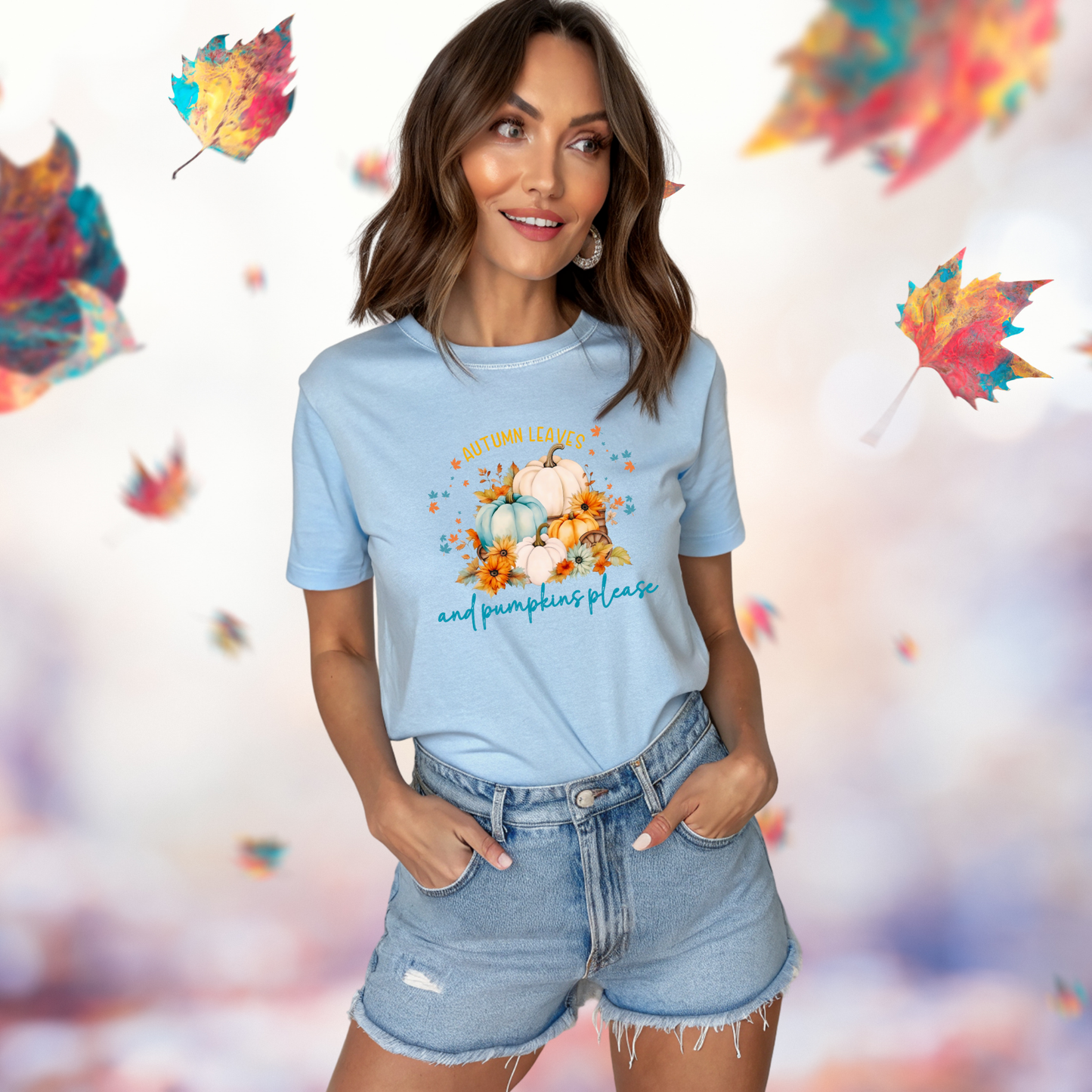 Autumn Leaves & Pumpkins Please T-Shirt