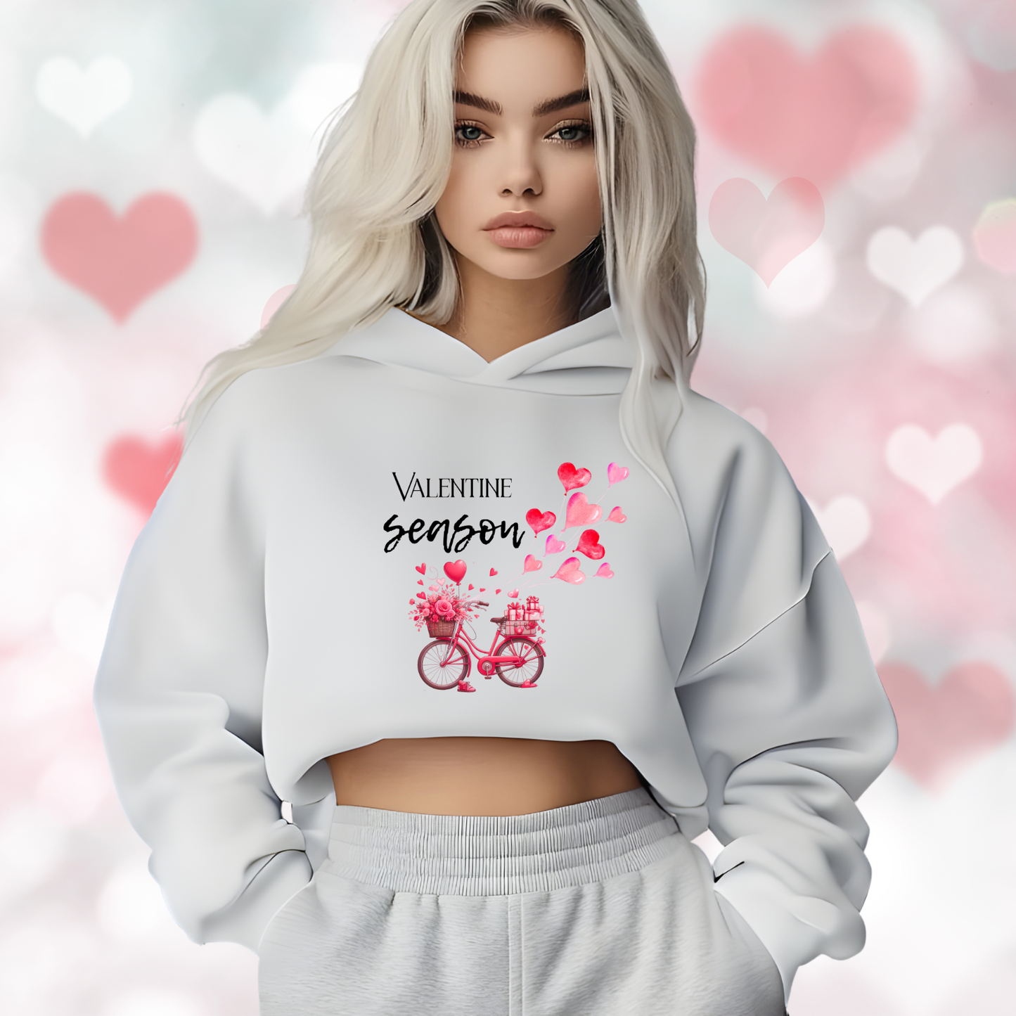 Valentine Season Crop Hoodie