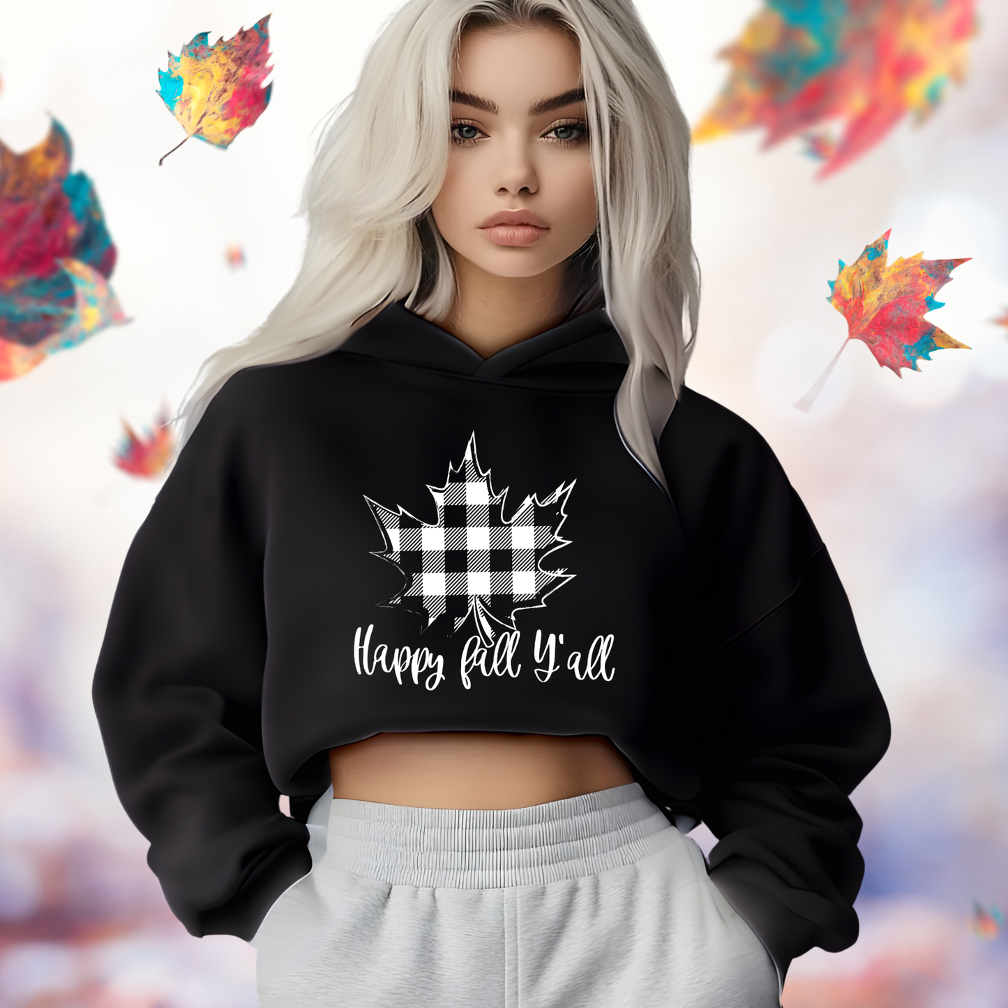 Happy Fall Y’all Crop Hoodie