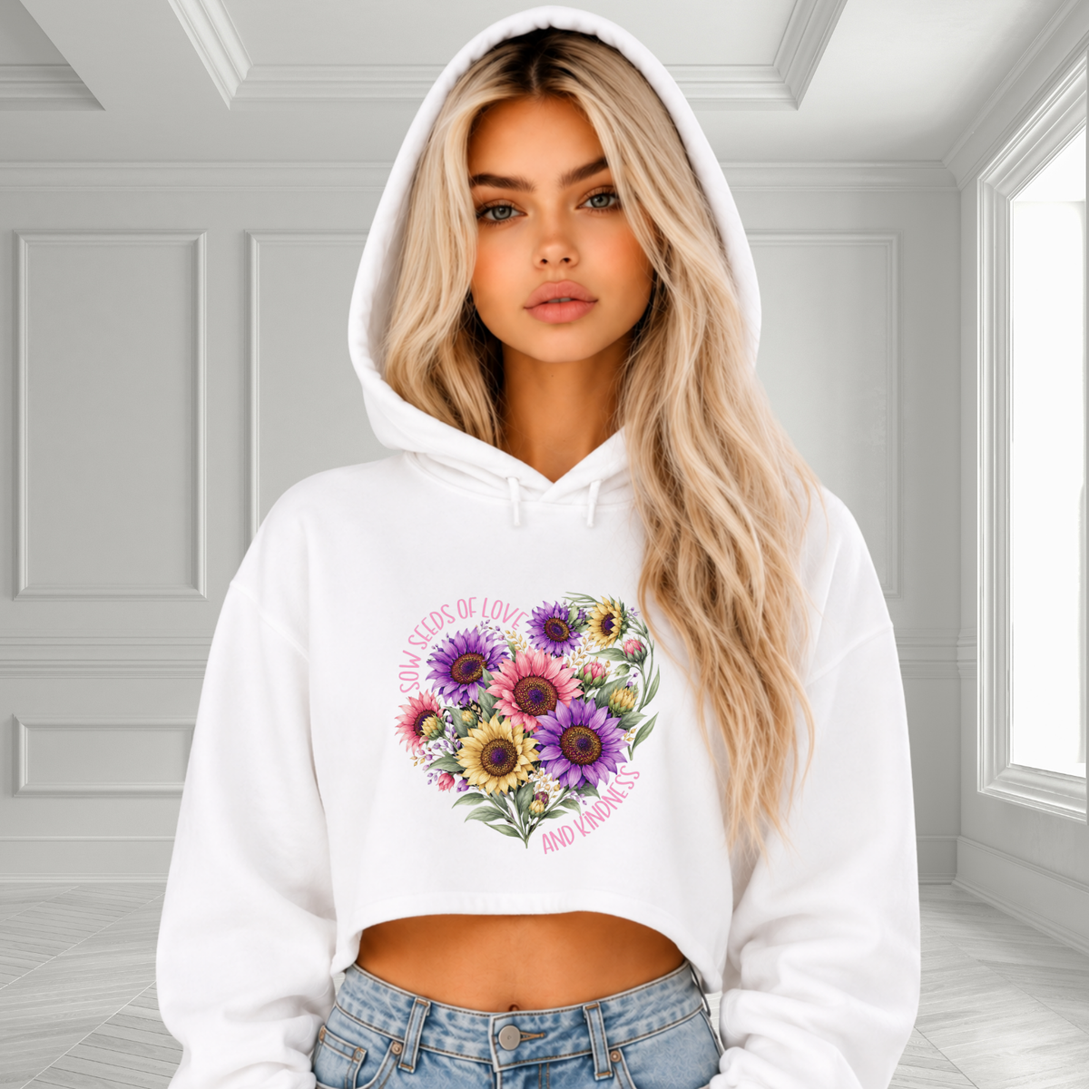 Sow Seeds Of Love And Kindness Crop Hoodie