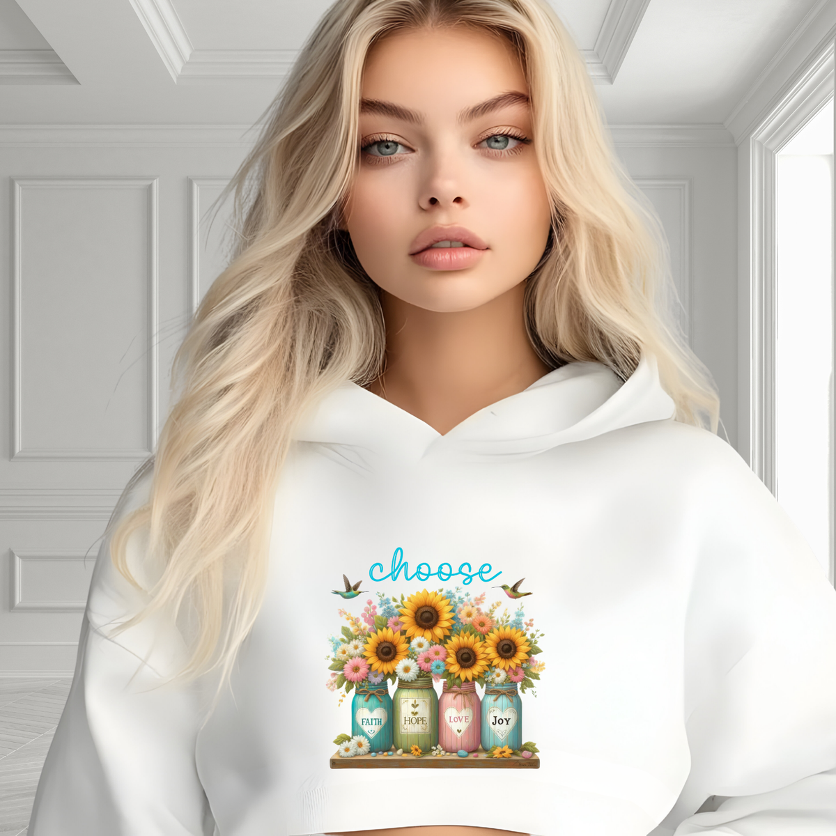 Choose Faith, Hope, Love, Joy Crop Hoodie