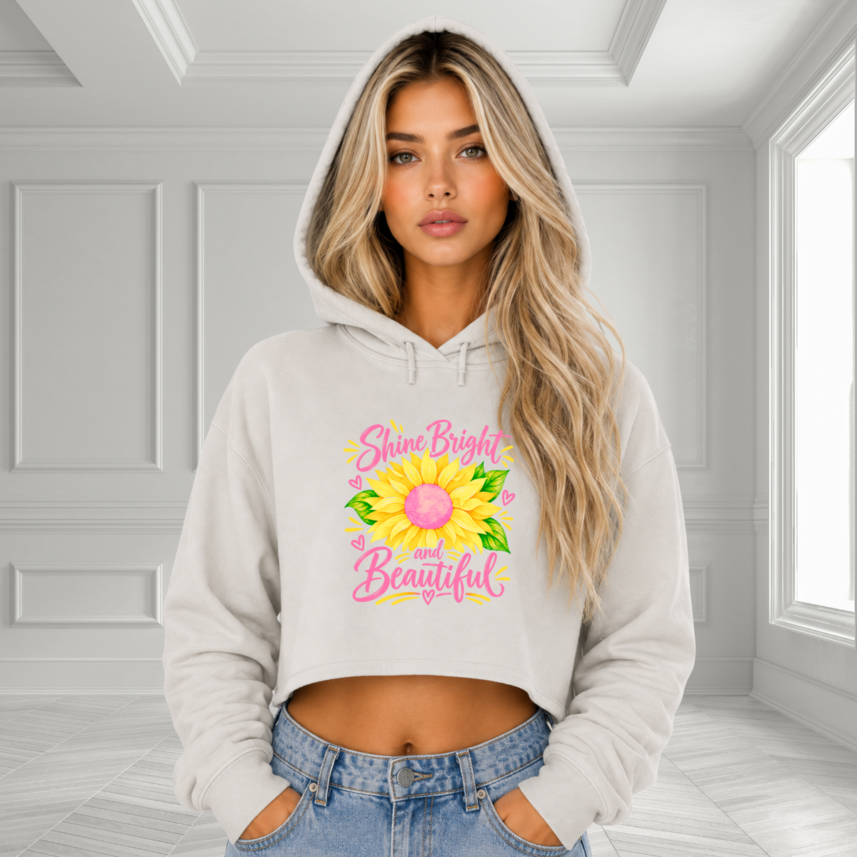 Shine Bright And Beautiful Crop Hoodie