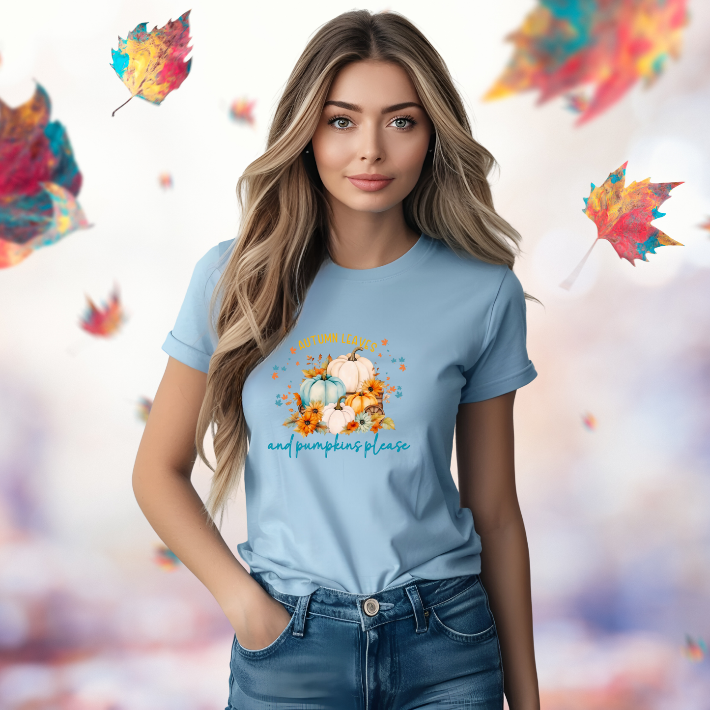 Autumn Leaves & Pumpkins Please T-Shirt