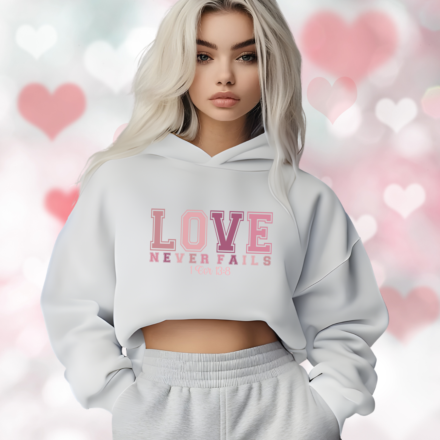 Love Never Fails Crop Hoodie