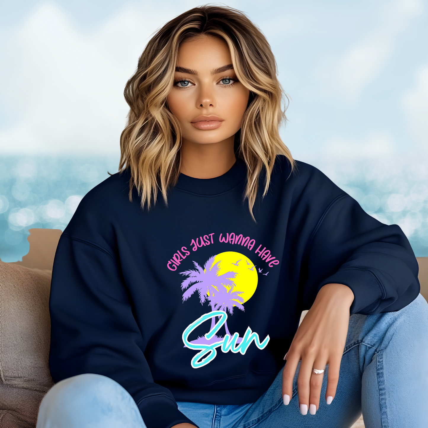 Girls Just Wanna Have Sun Crewneck Sweatshirt