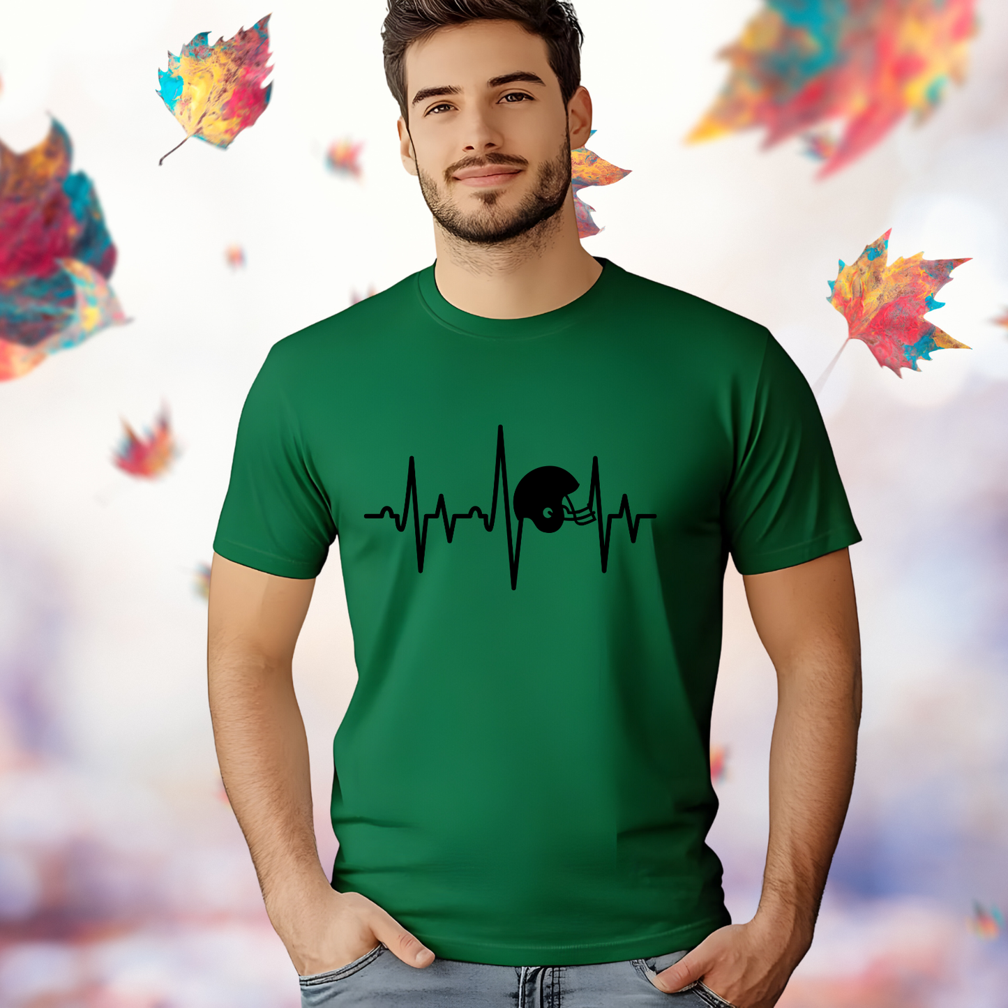 Football Helmet Heartbeat T-Shirt