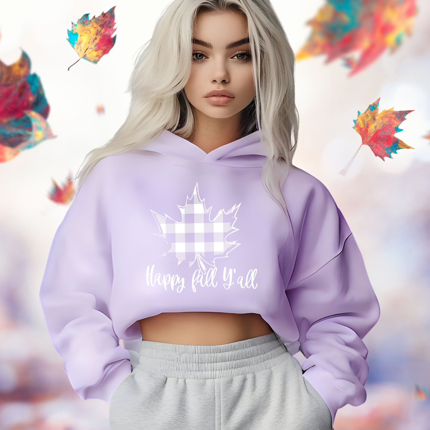 Happy Fall Y’all Crop Hoodie