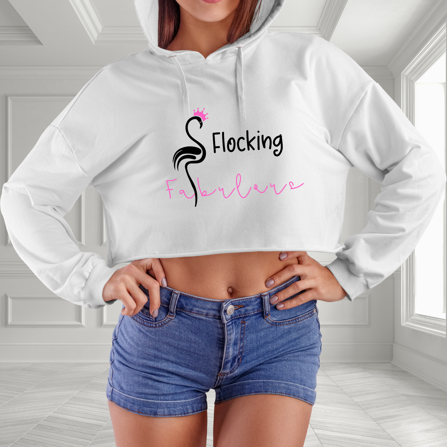 Flocking Fabulous Crop Hoodie