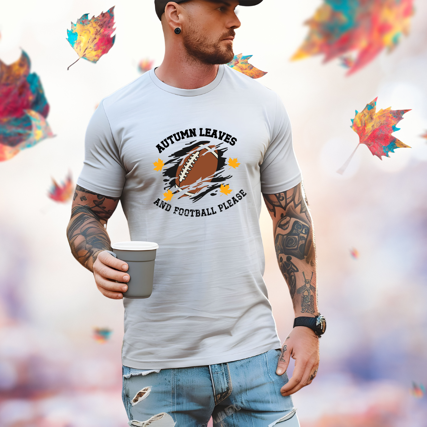 Autumn Leaves And Football Please T-Shirt