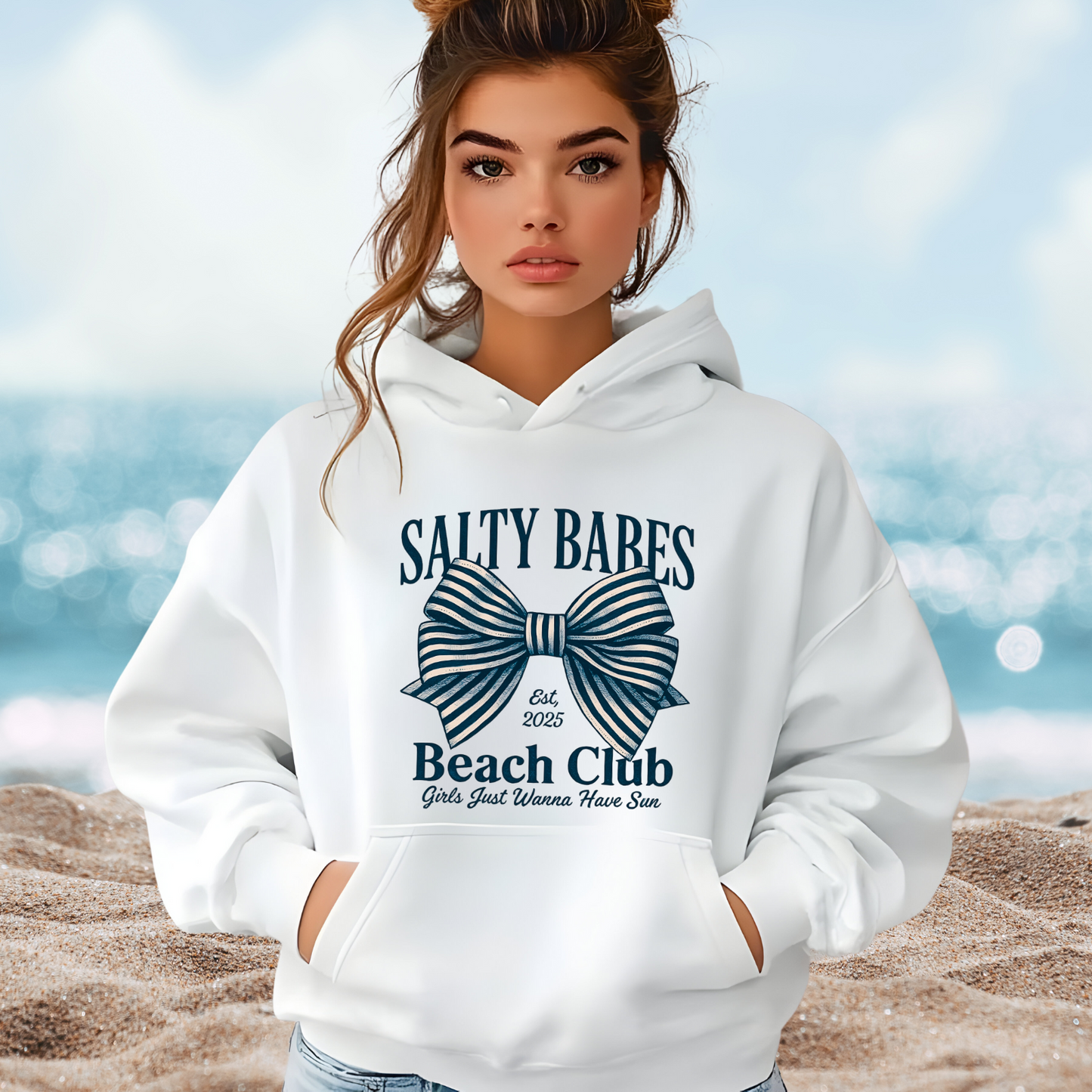 Salty Babes Beach Club Pullover Hoodie