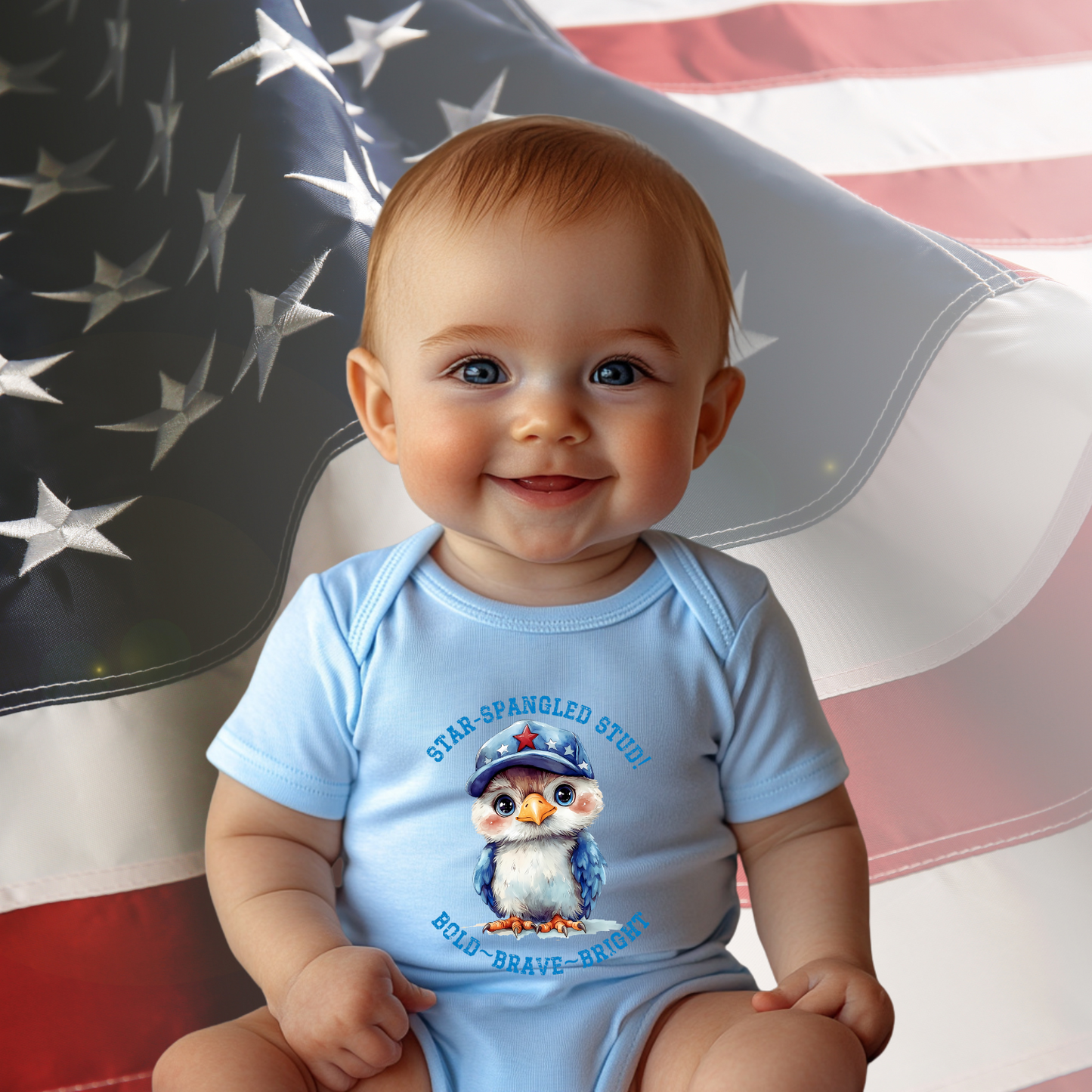 Star-Spangled Stud Infant Short Sleeve Onesie