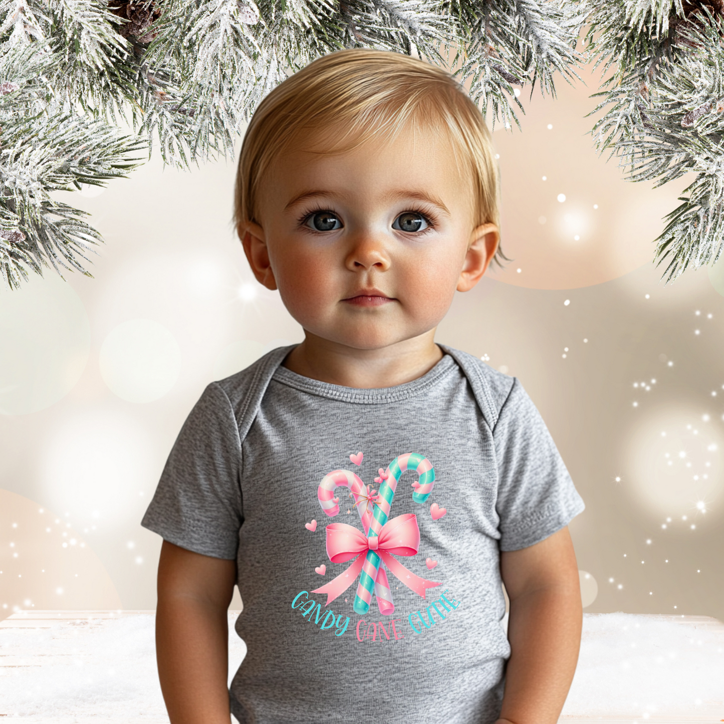 Candy Cane Cutie Infant Short Sleeve Onesie