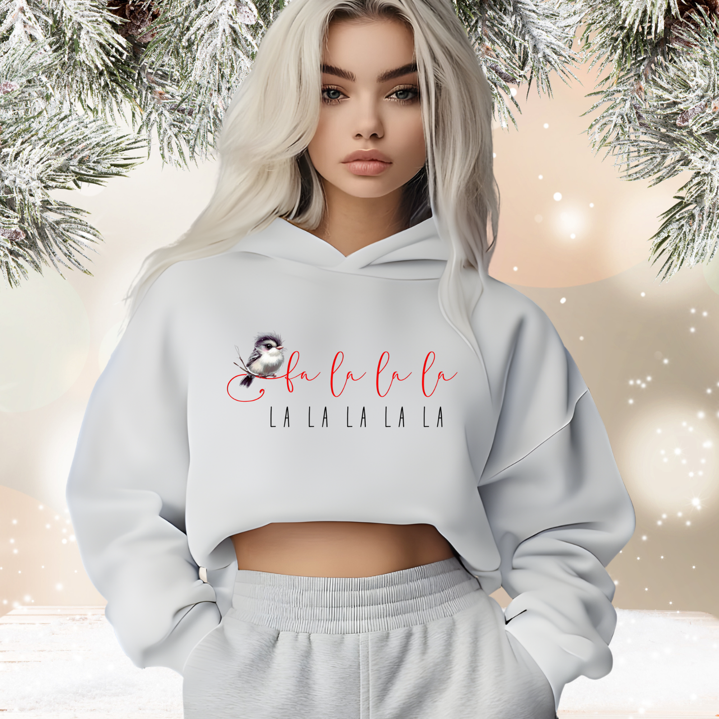 Fa La La La Crop Hoodie