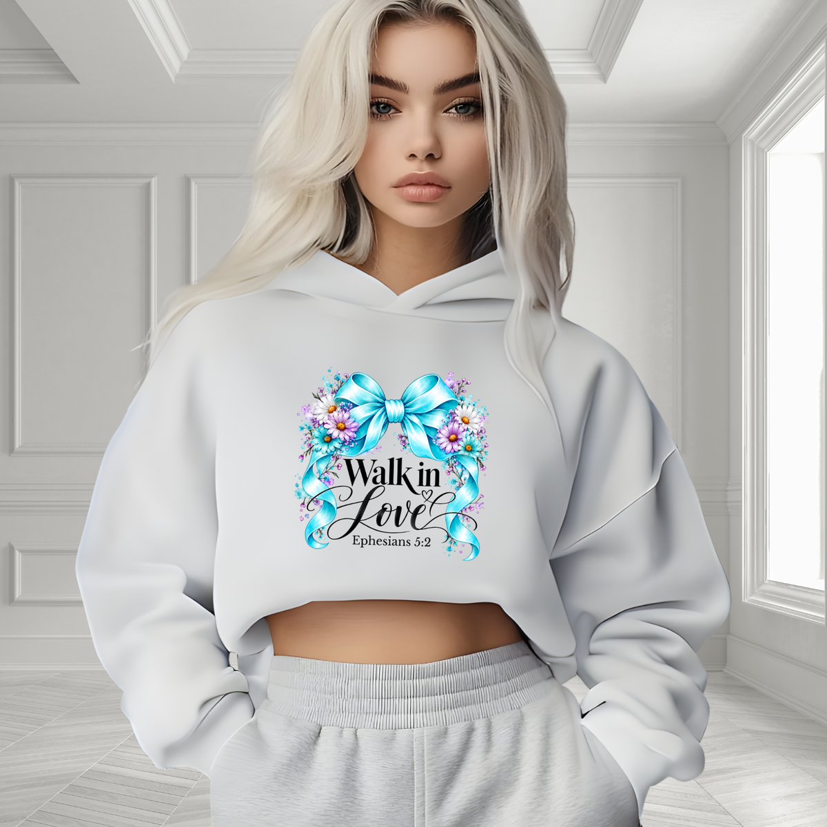 Walk In Love Ephesians 5:2 Crop Hoodie