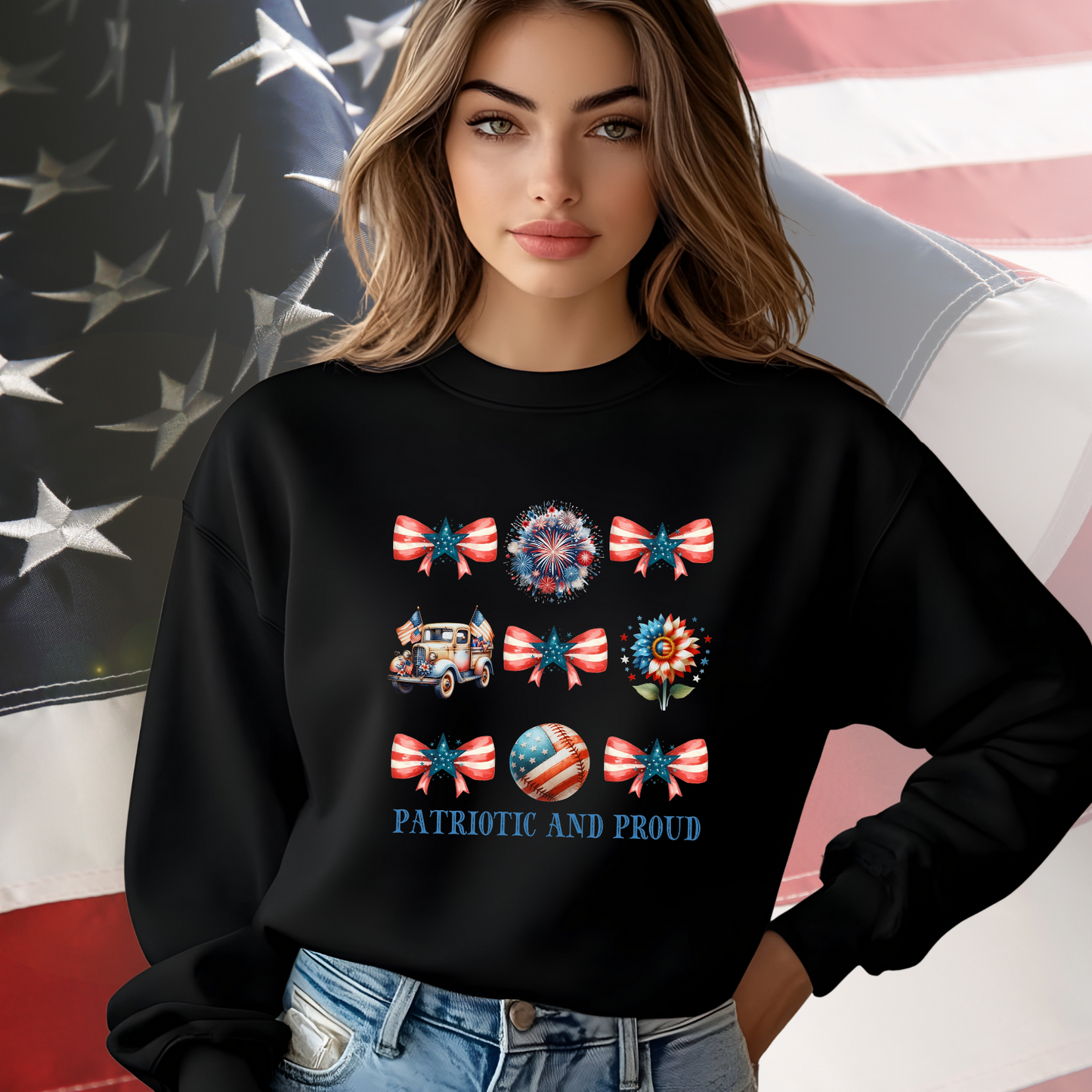 Patriotic And Proud Crewneck Sweatshirt