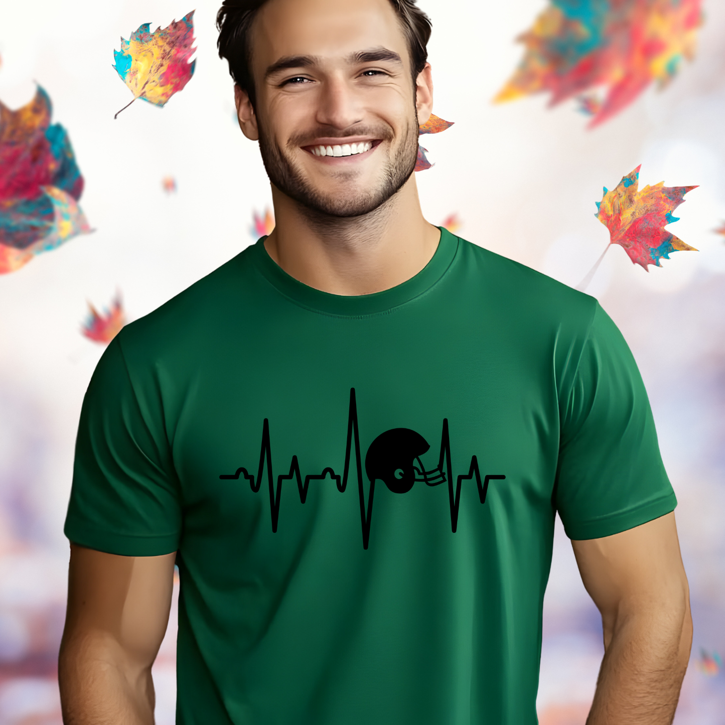 Football Helmet Heartbeat T-Shirt