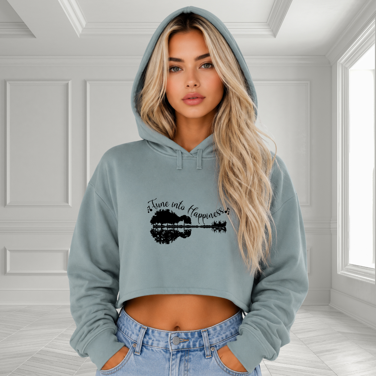 Tune Into Happiness Crop Hoodie
