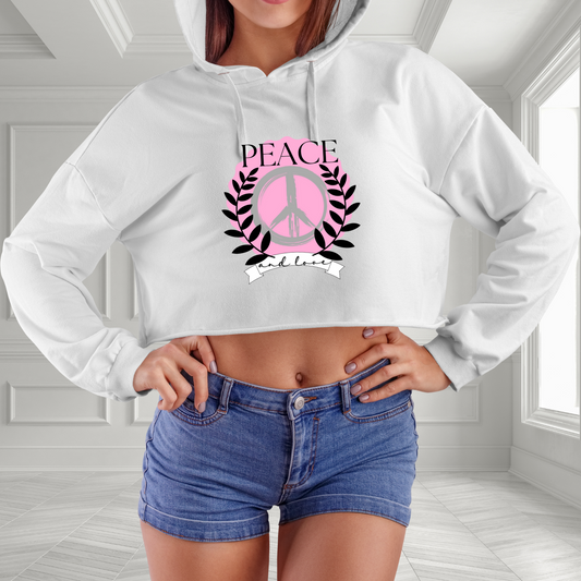 Peace and Love Crop Hoodie