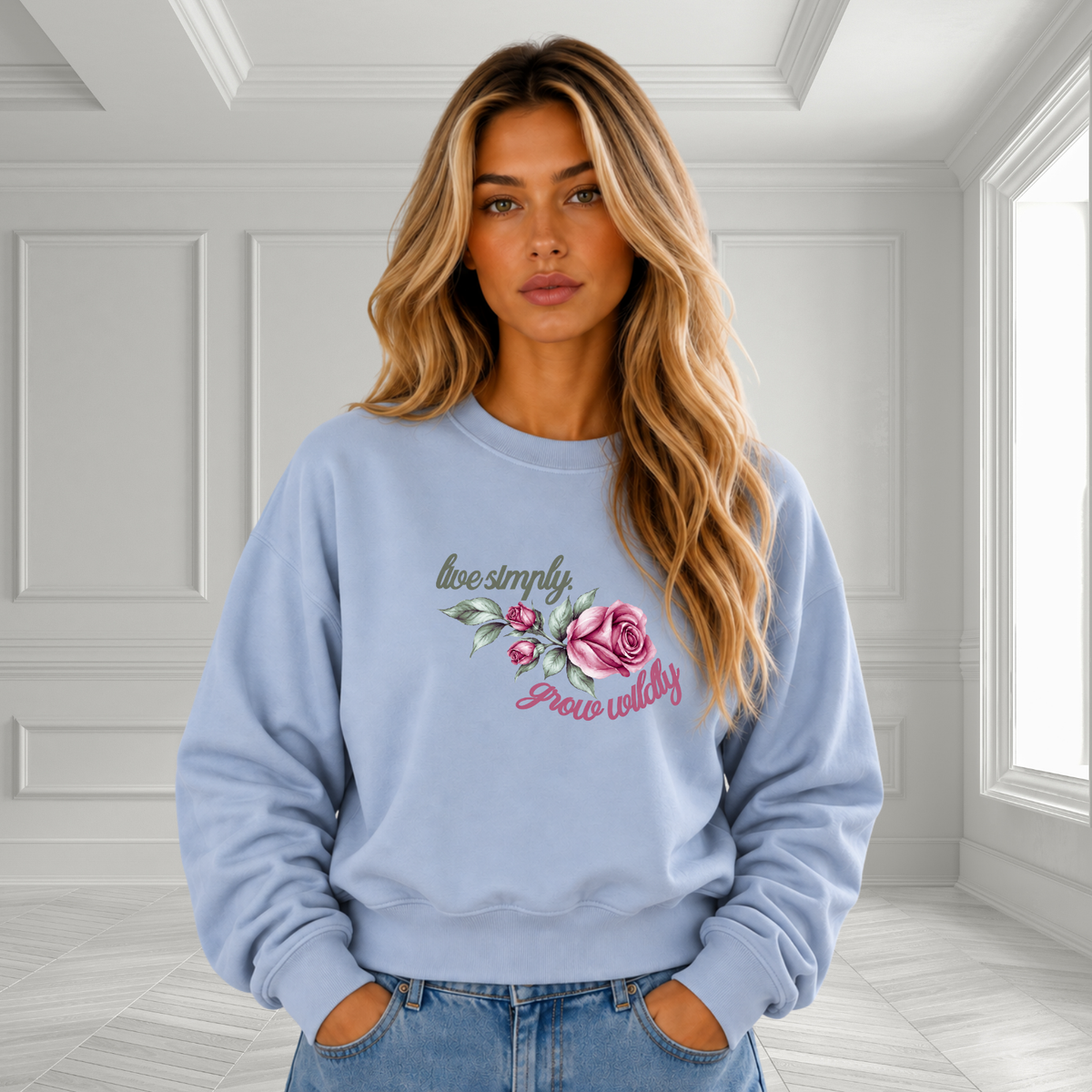 Live Simply, Grow Wildly Crewneck Sweatshirt