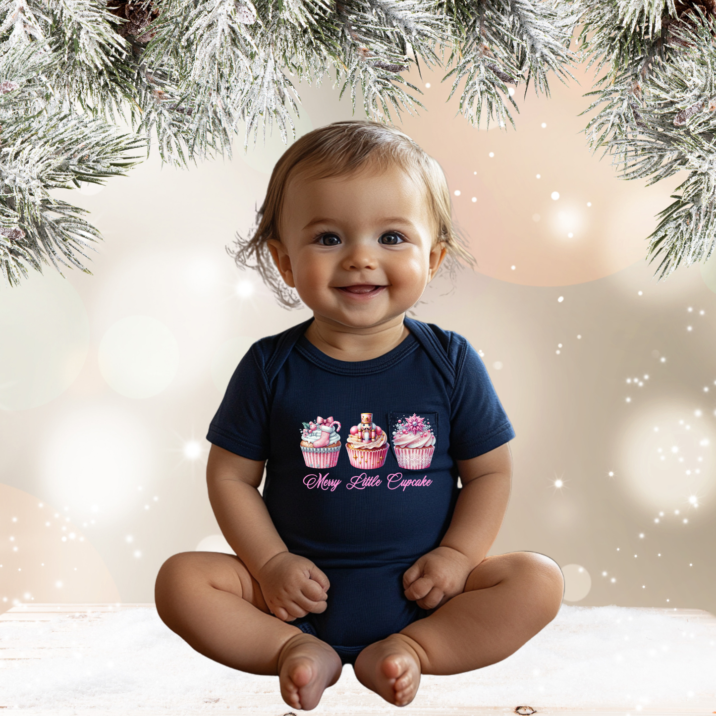 Merry Little Cupcake Infant Short Sleeve Onesie