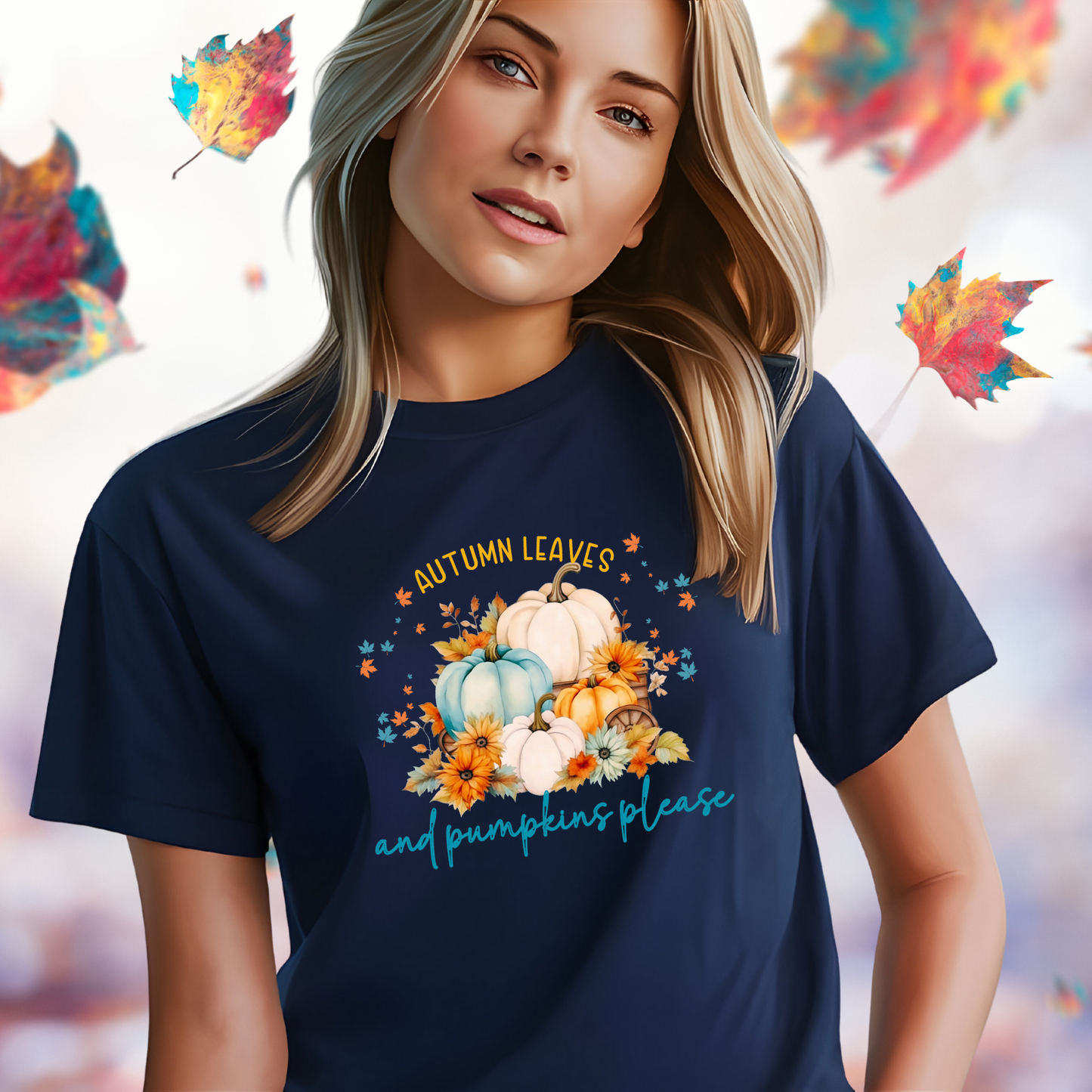Autumn Leaves & Pumpkins Please T-Shirt