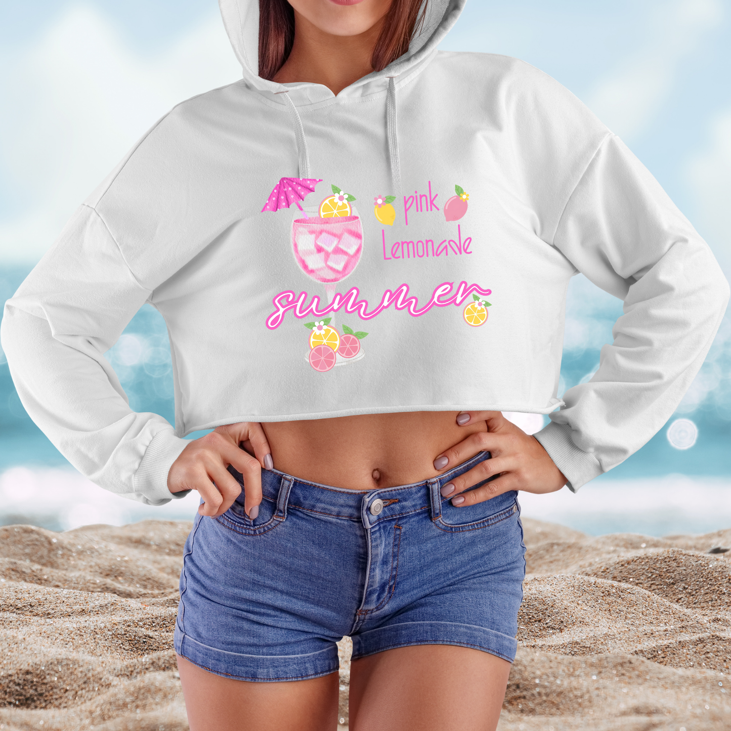 Pink Lemonade Summer Crop Hoodie