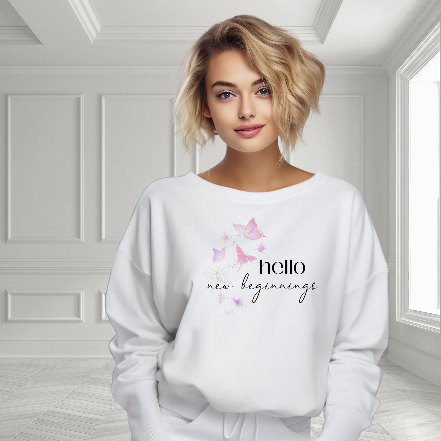 Hello New Beginnings Crewneck Sweatshirt