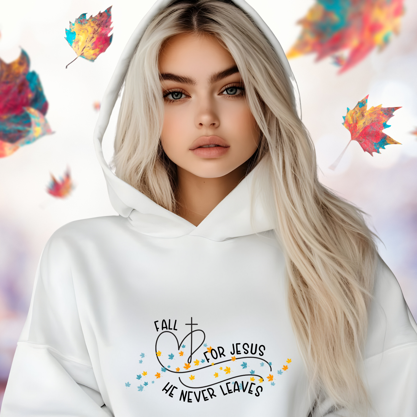 Fall for Jesus, He Never Leaves Crop Hoodie