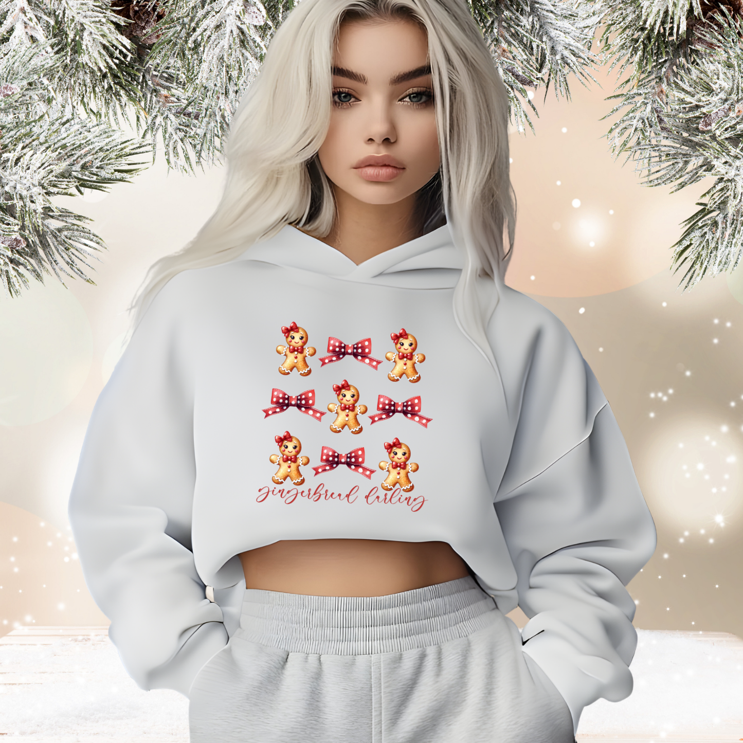 Gingerbread Darling Crop Hoodie