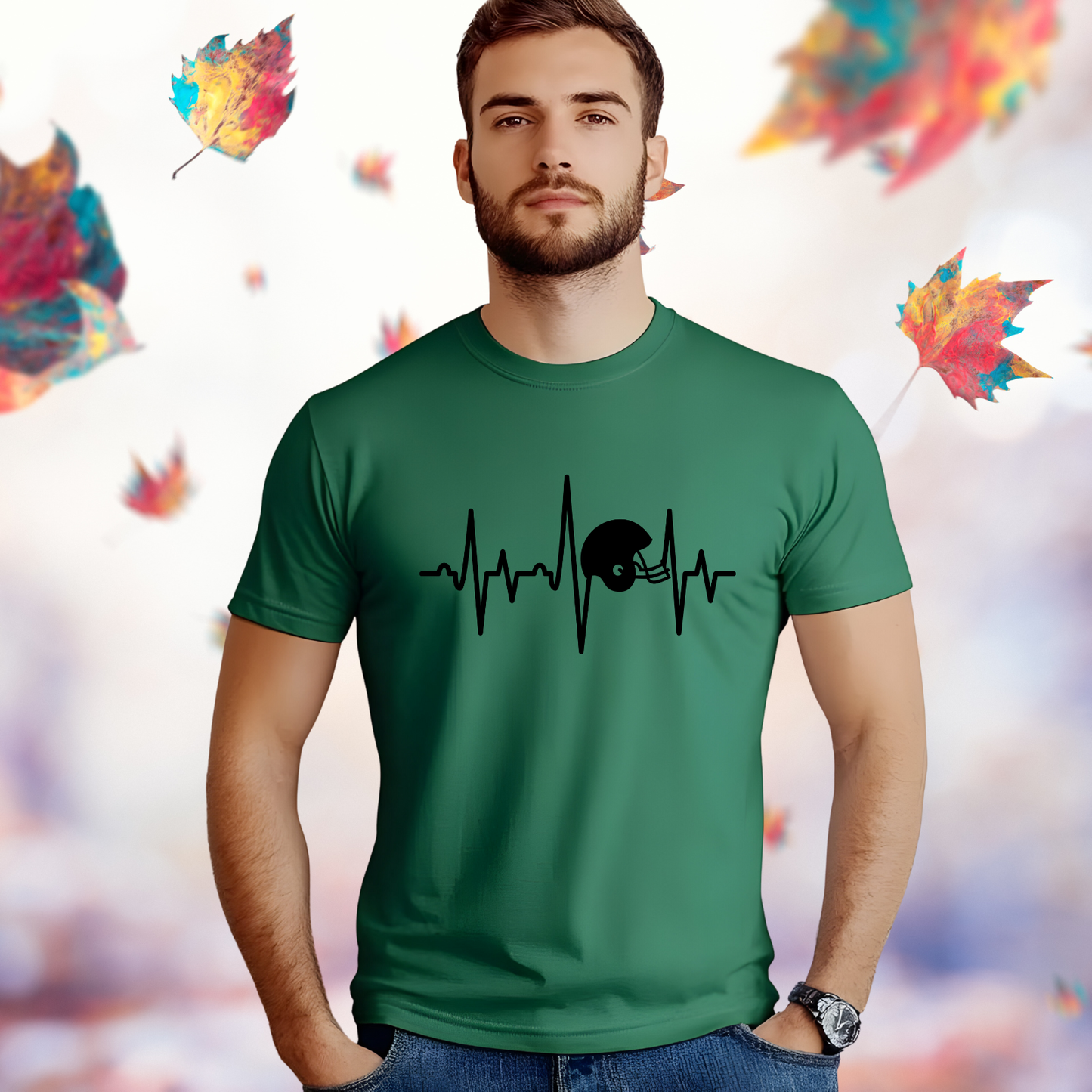 Football Helmet Heartbeat T-Shirt