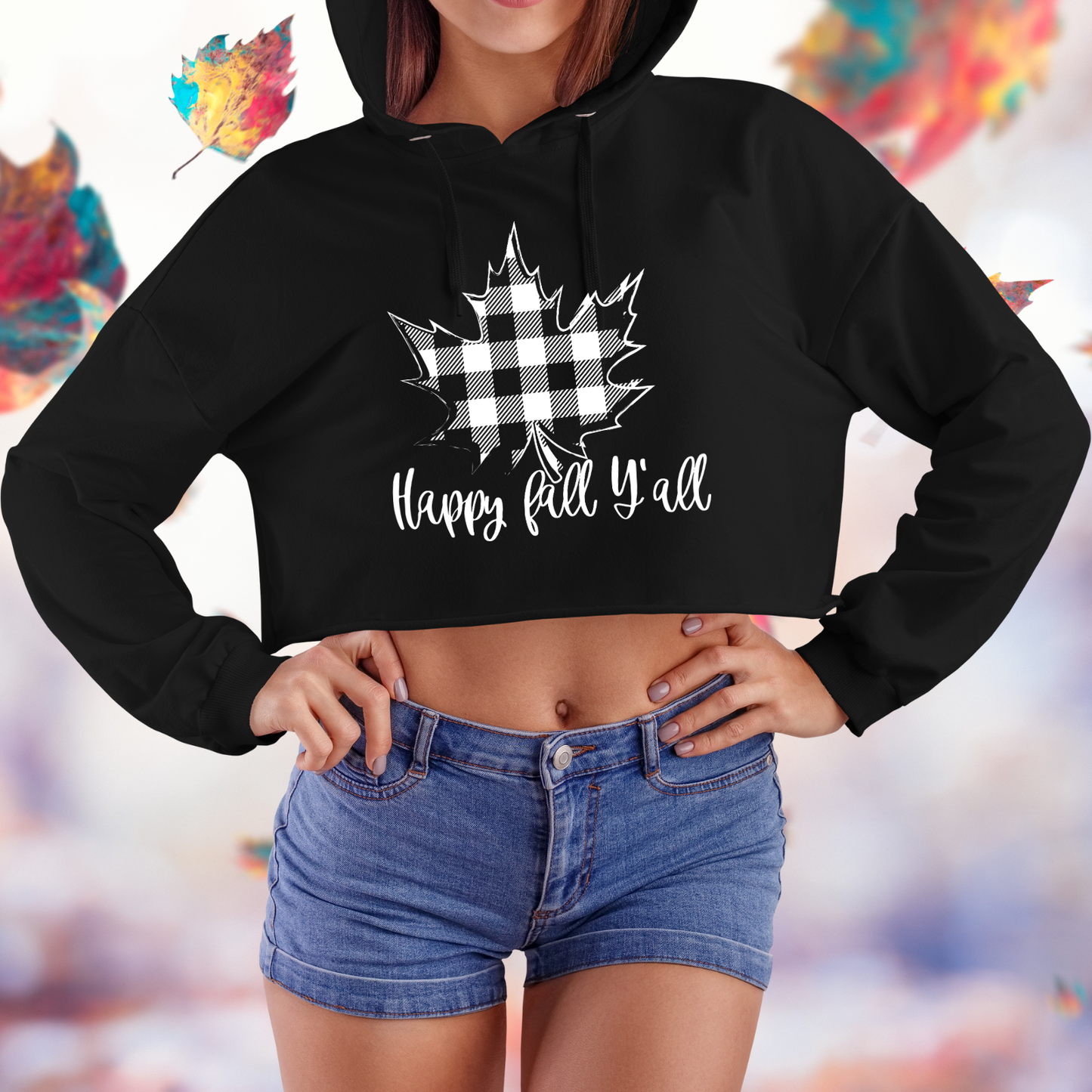 Happy Fall Y’all Crop Hoodie