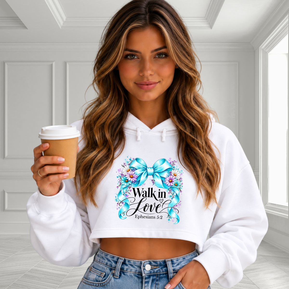 Walk In Love Ephesians 5:2 Crop Hoodie