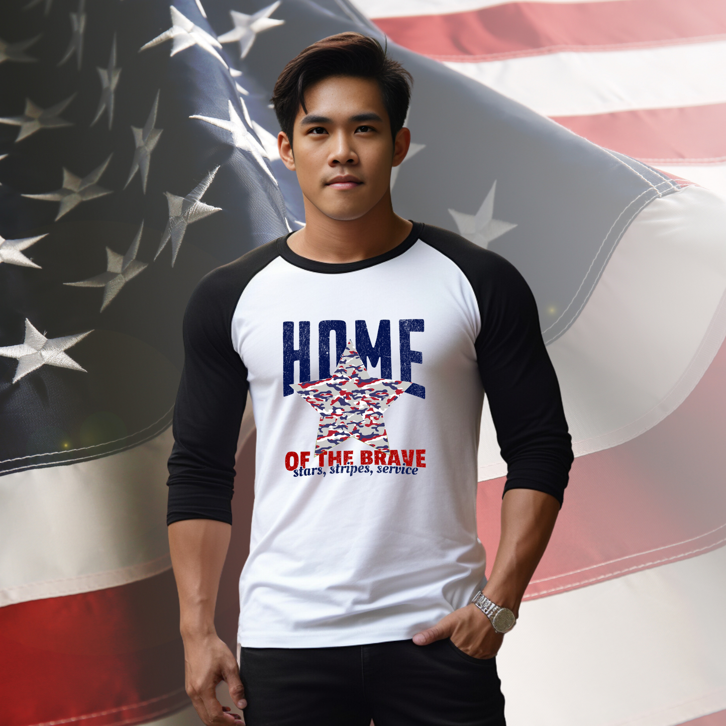 Home Of The Brave Baseball Tee