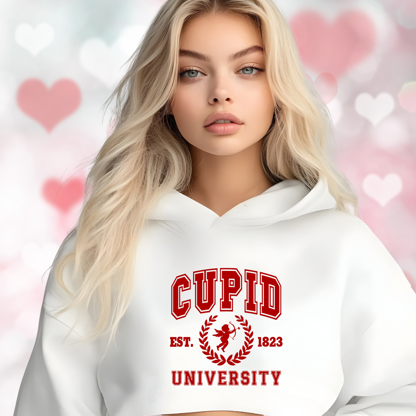 Cupid University Crop Hoodie