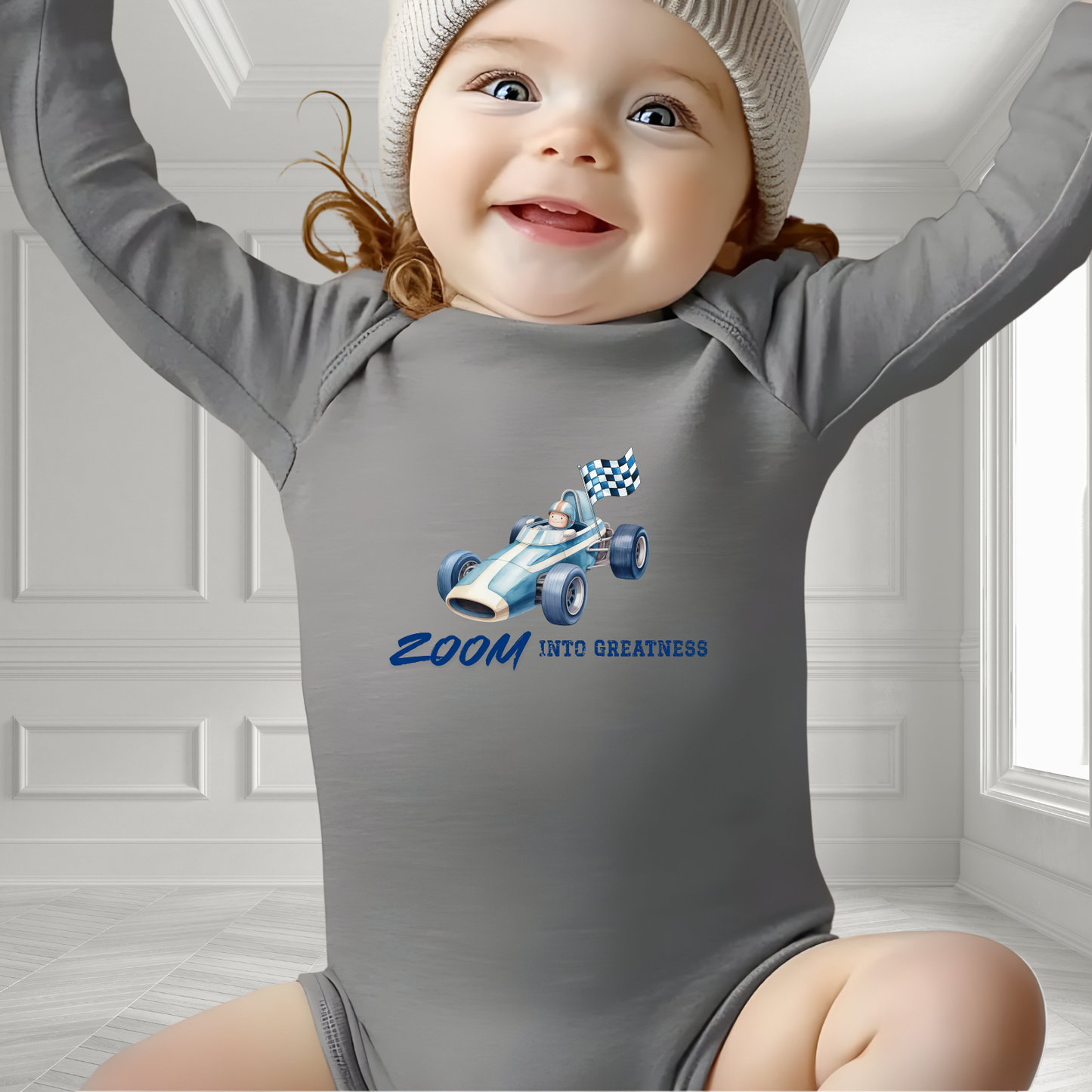 Zoom Into Greatness Infant Long Sleeve Onesie