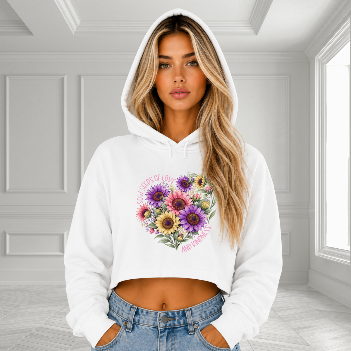 Sow Seeds Of Love And Kindness Crop Hoodie