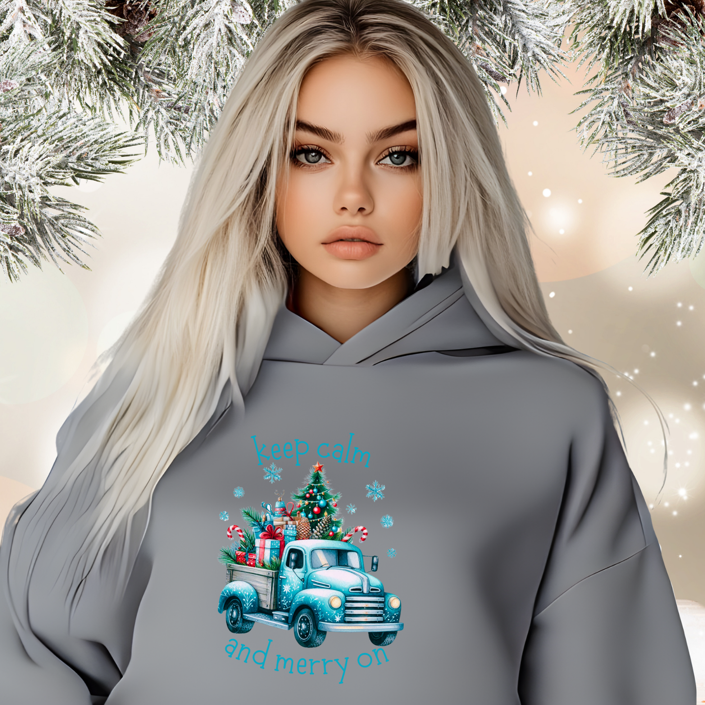 Keep Calm And Merry On Crop Hoodie
