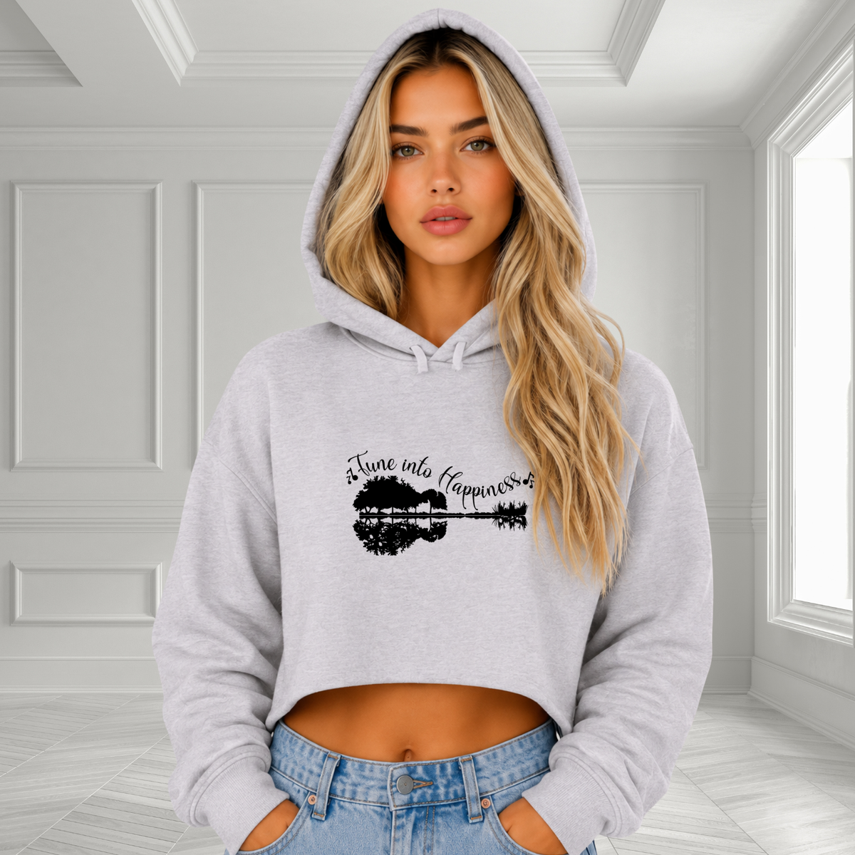 Tune Into Happiness Crop Hoodie