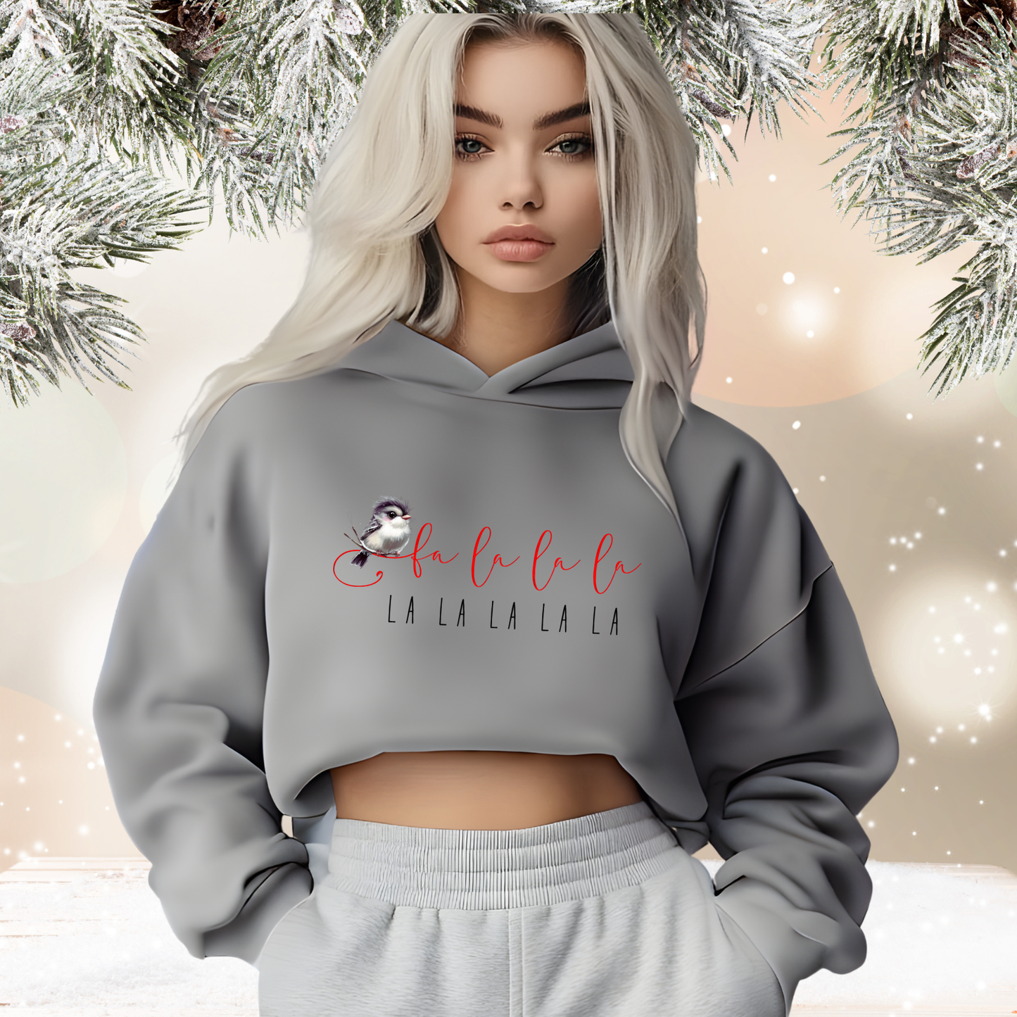 Fa La La La Crop Hoodie
