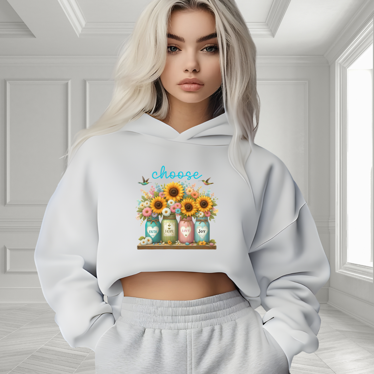 Choose Faith, Hope, Love, Joy Crop Hoodie