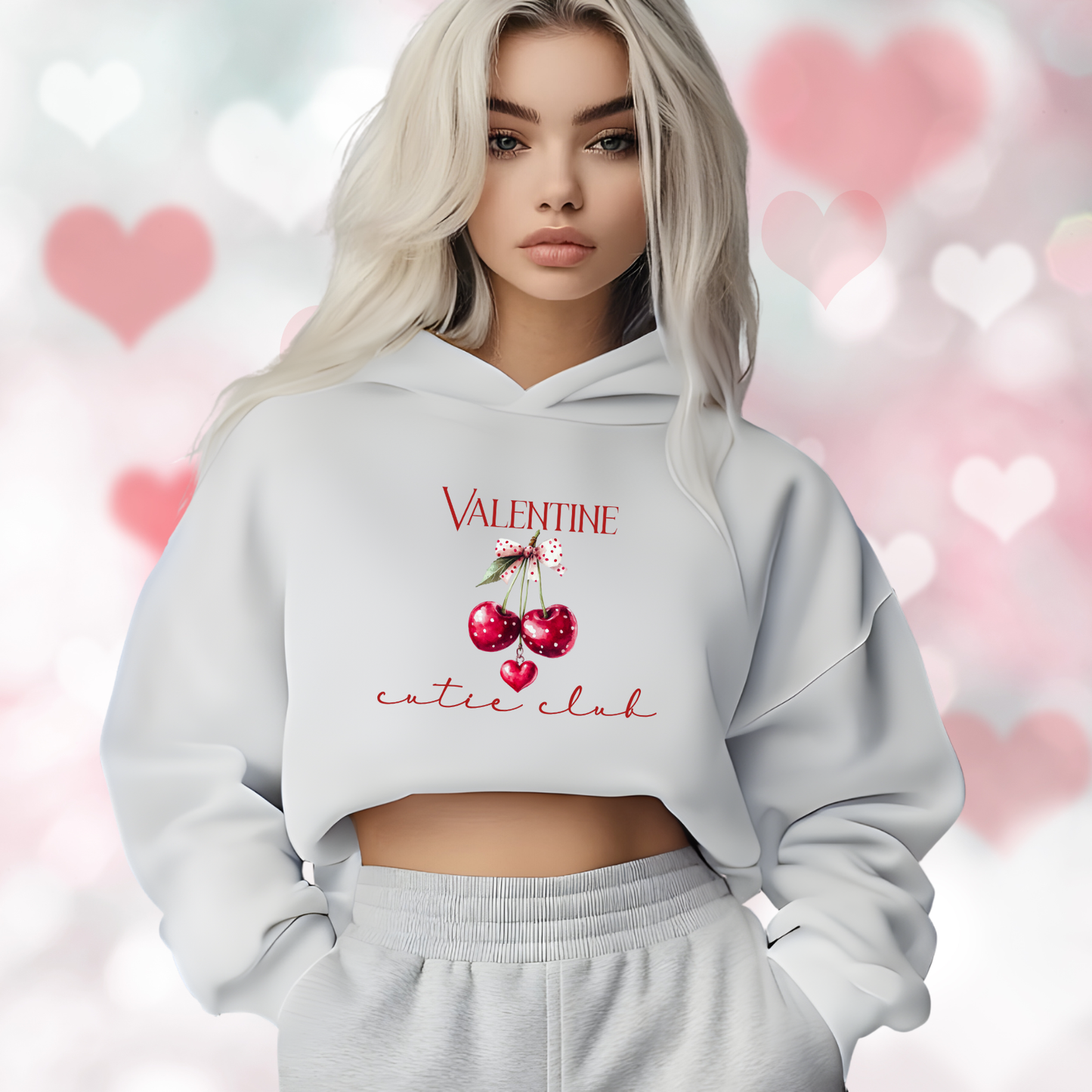 Valentine Cutie Club Crop Hoodie
