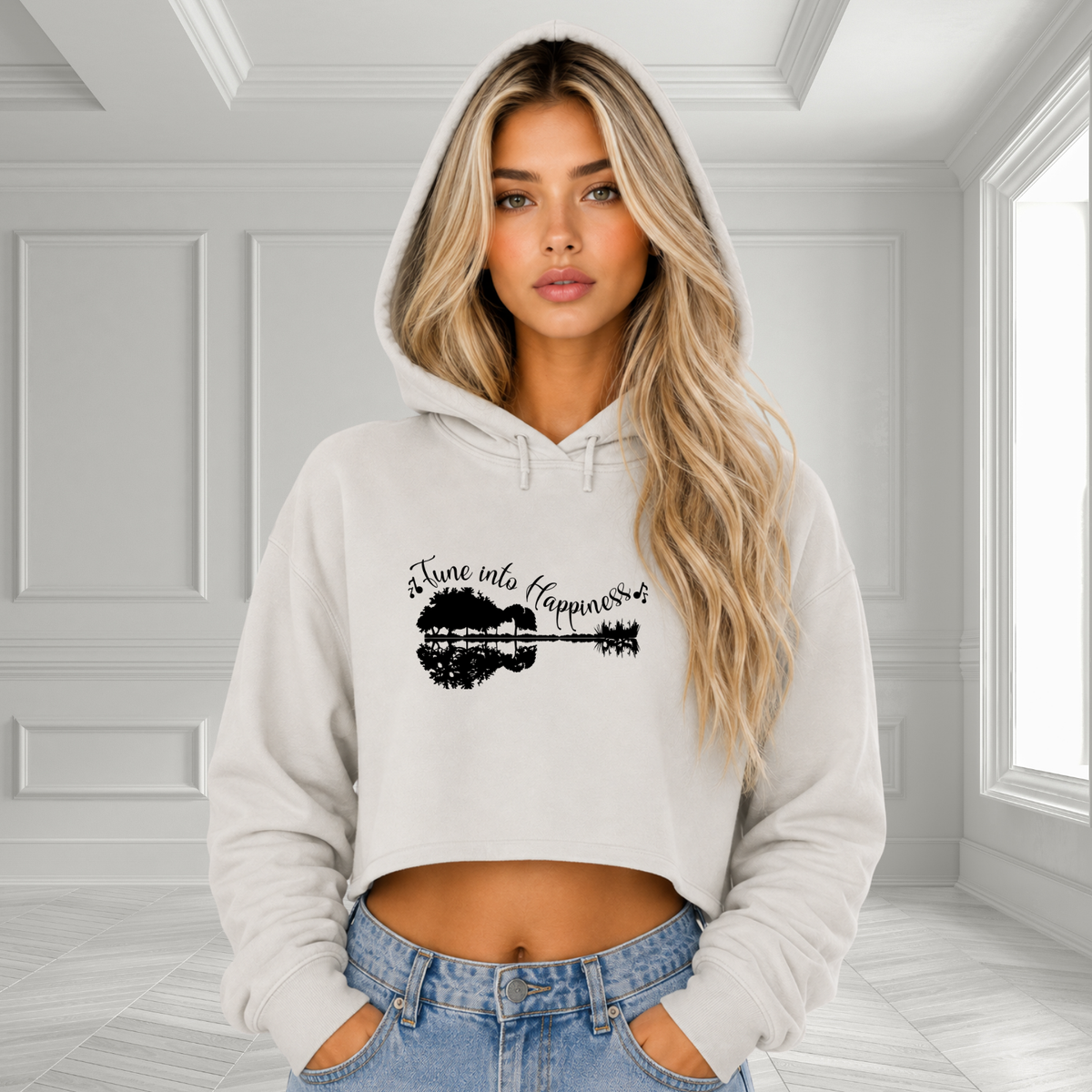 Tune Into Happiness Crop Hoodie
