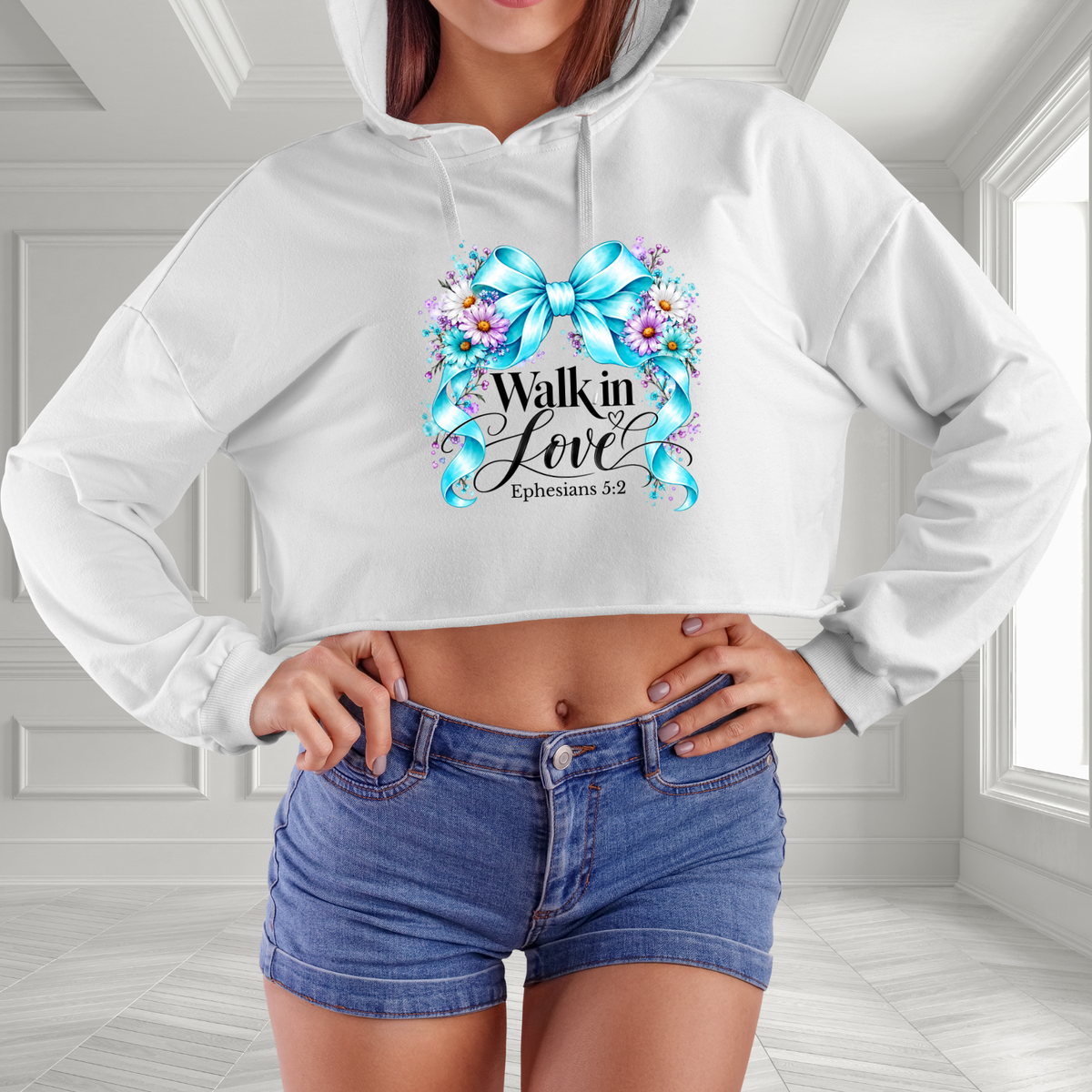 Walk In Love Ephesians 5:2 Crop Hoodie
